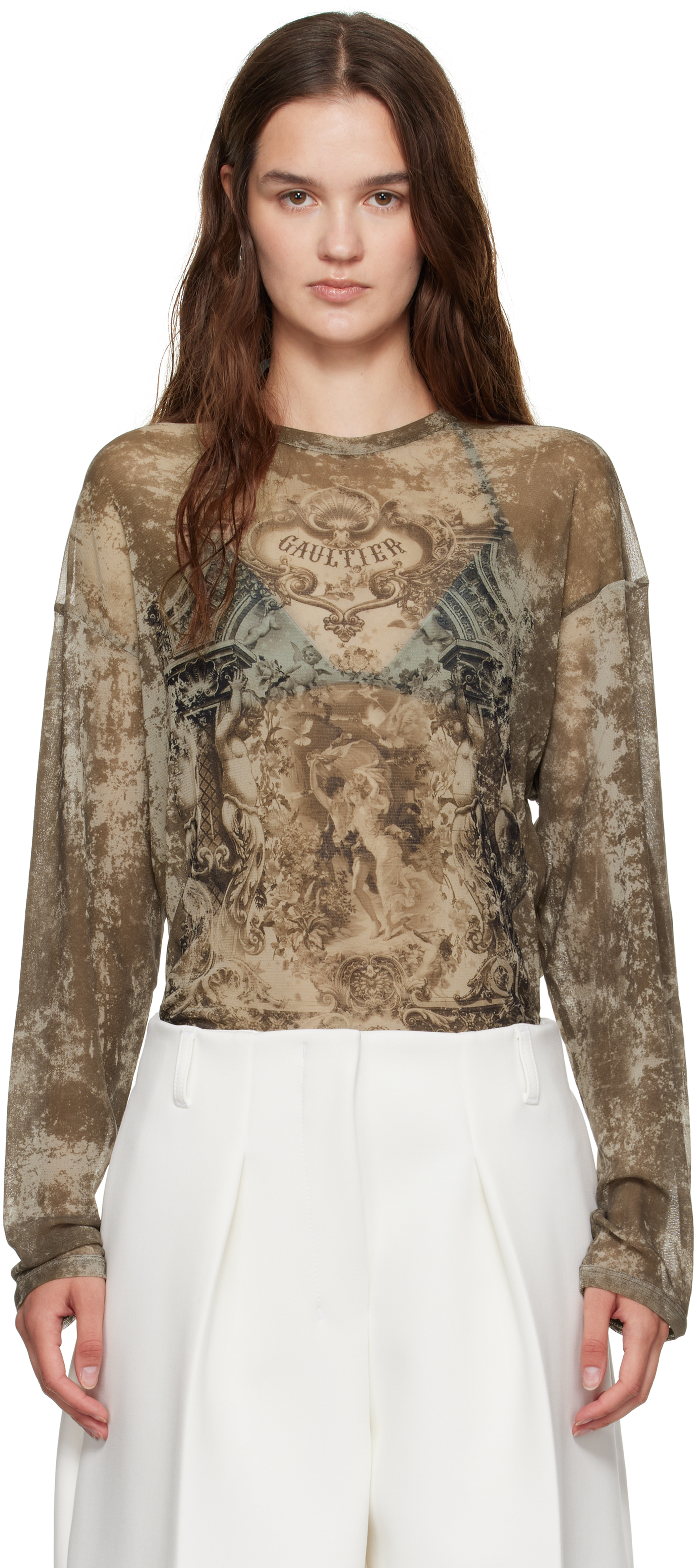 Beige 'The Oversized Médallion' Top