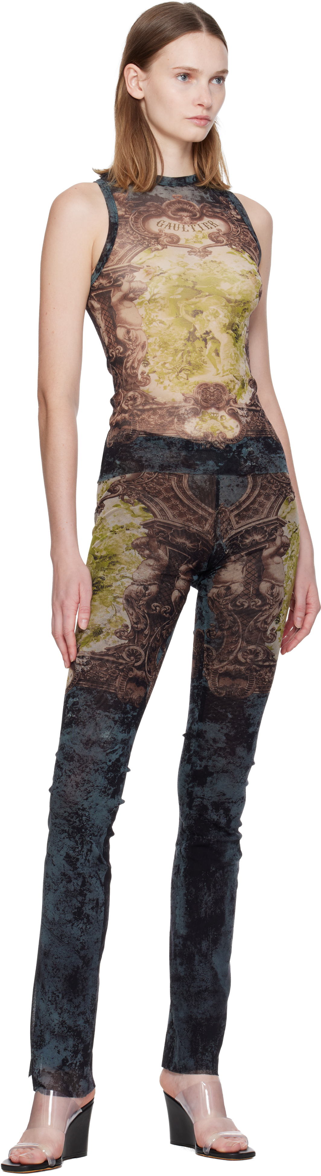 Jean Paul Gaultier Black & Yellow 'the Médaillon' Tank Top In Multi