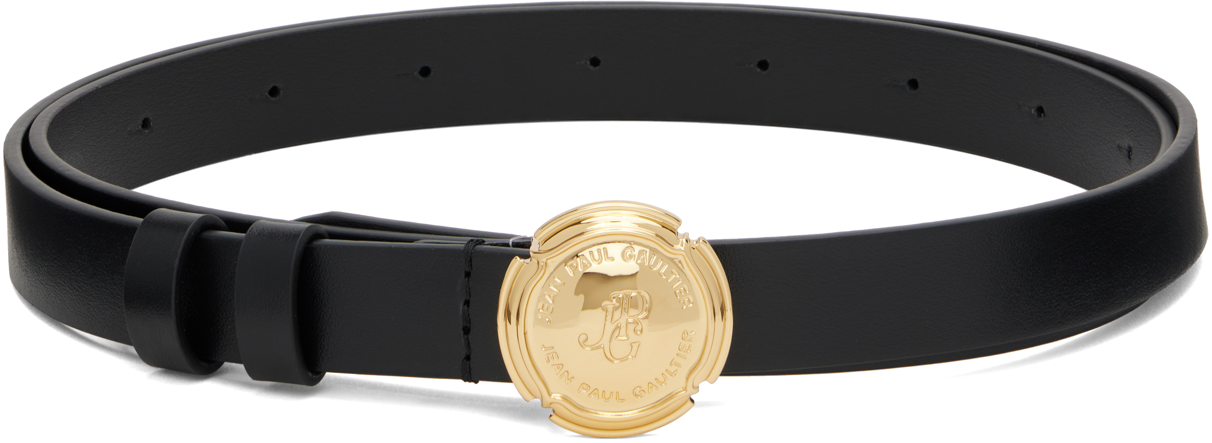 Jean Paul Gaultier Black Champagne Cork Leather Belt In Black