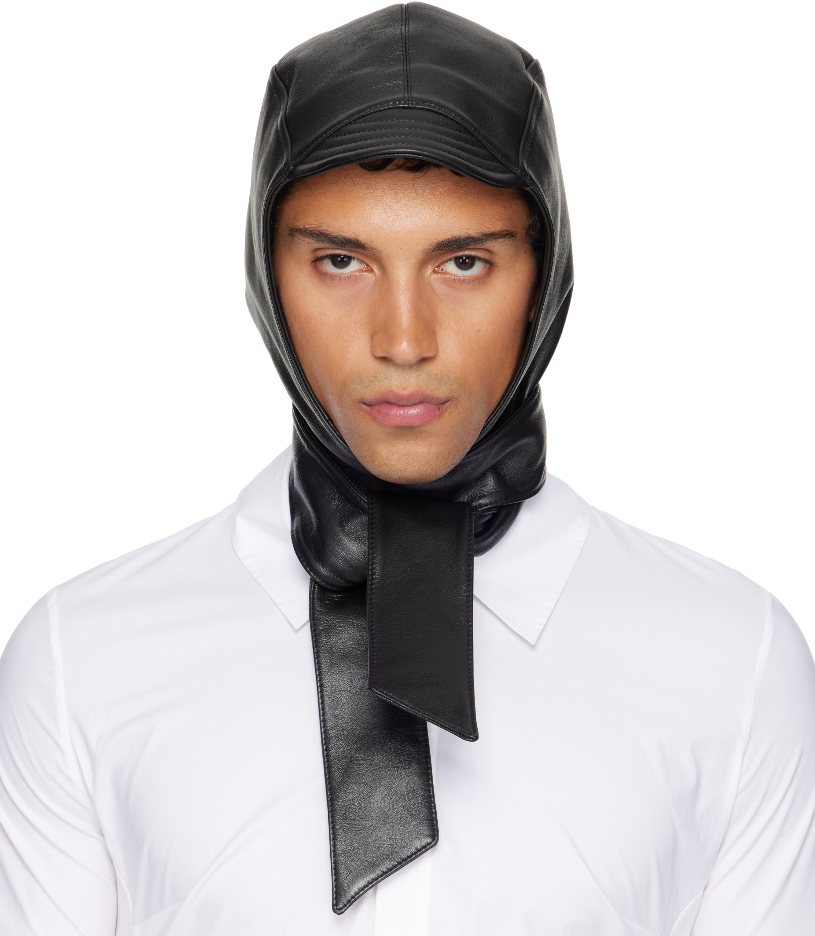Jean Paul Gaultier Black 'the Leather' Hood In Black
