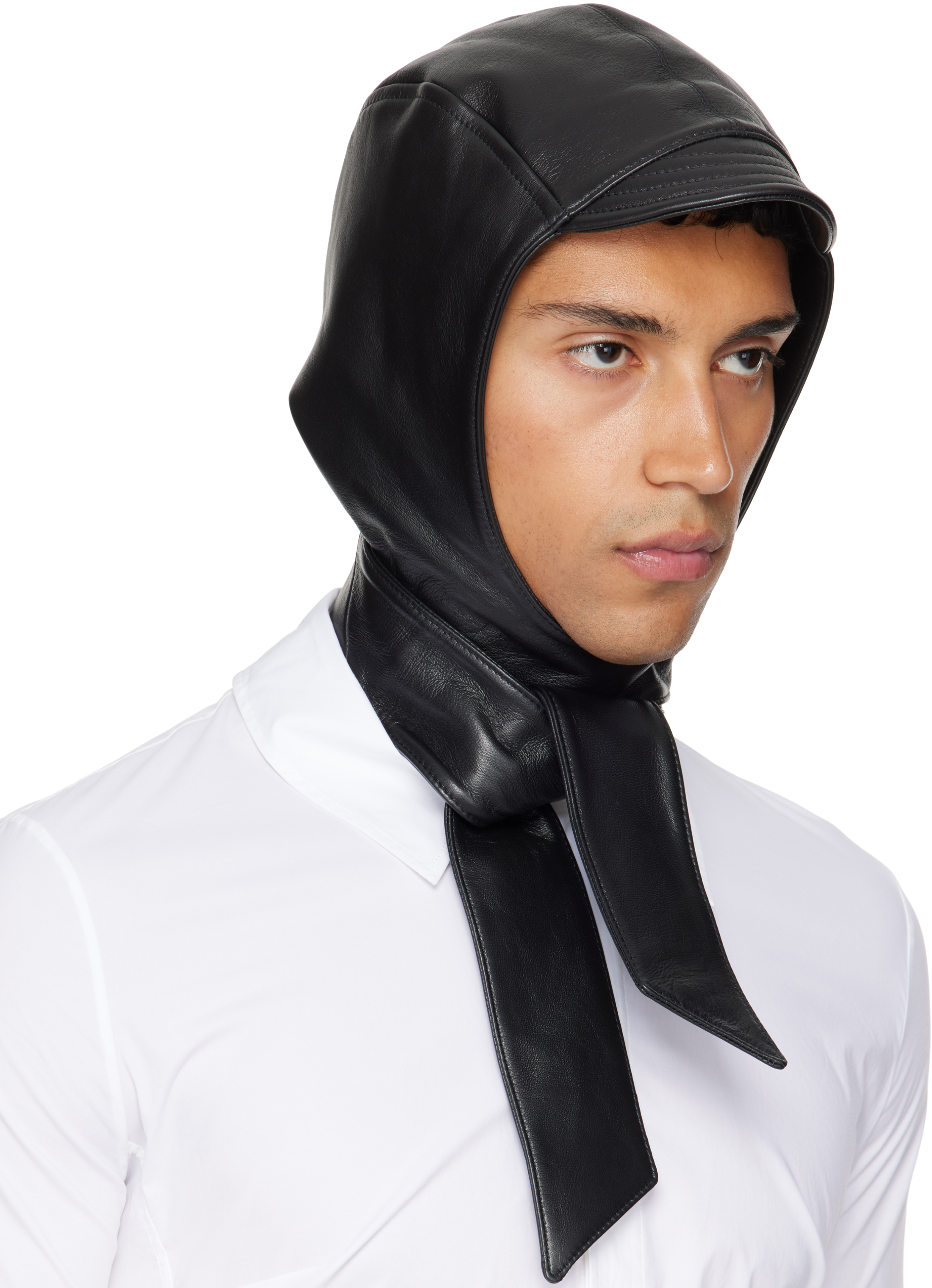 Jean Paul Gaultier Black 'the Leather' Hood In Black