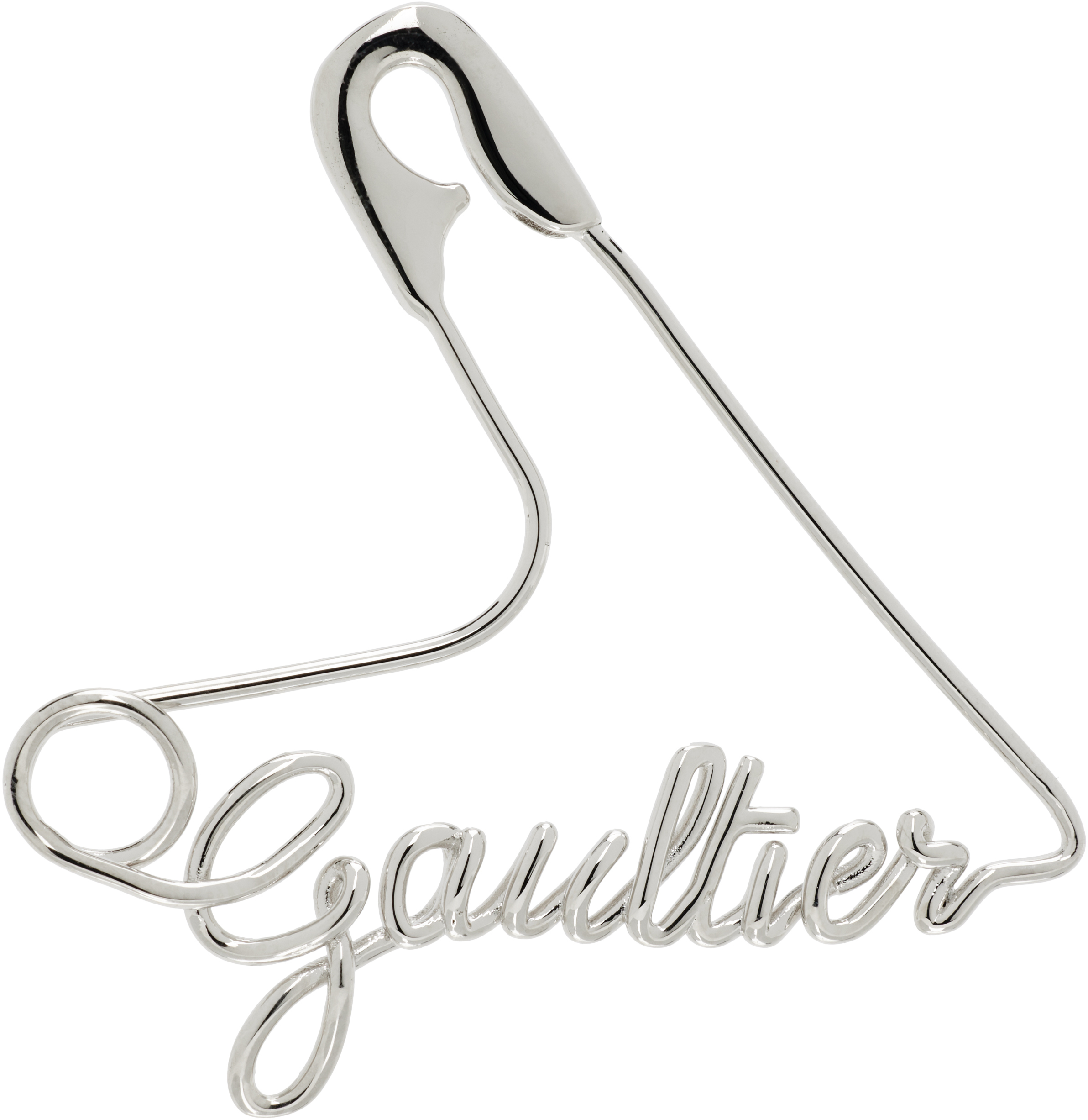 Jean Paul Gaultier 'the Heart Safety Pin' Single Earring In Metallic