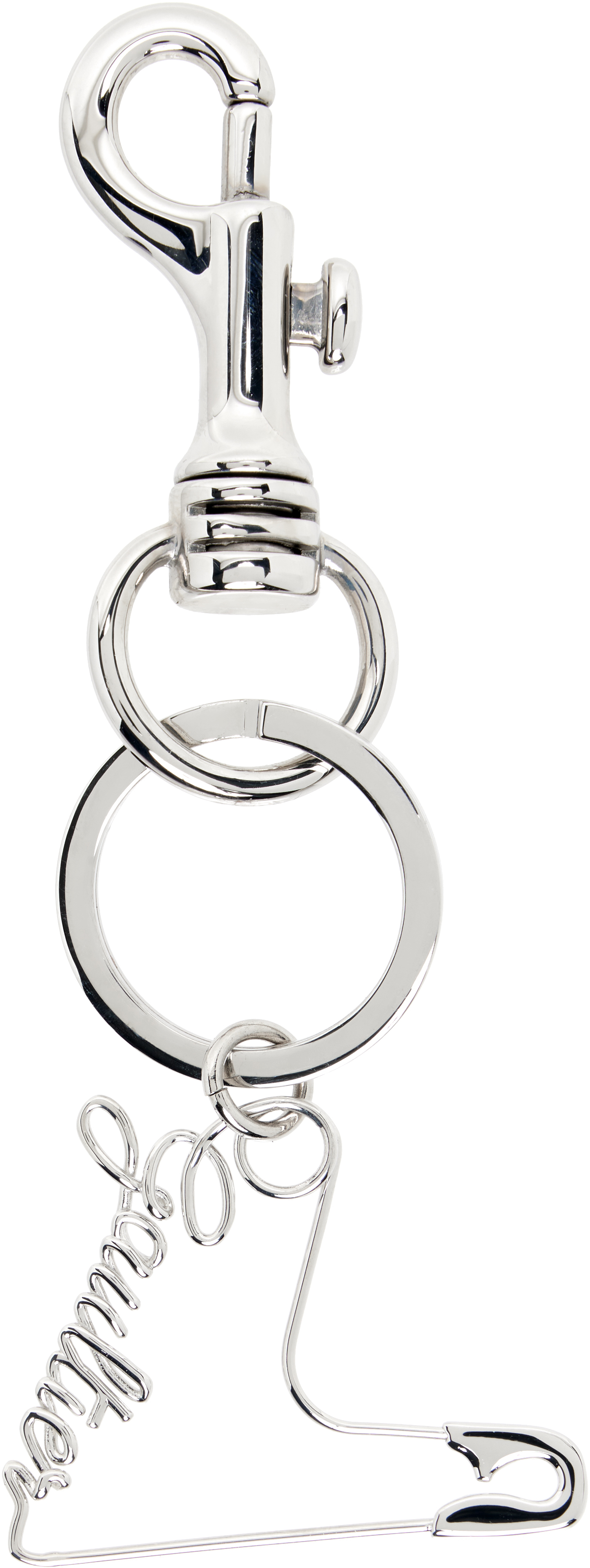 Jean Paul Gaultier Silver 'the Heart Safety Pin' Keychain In Silver