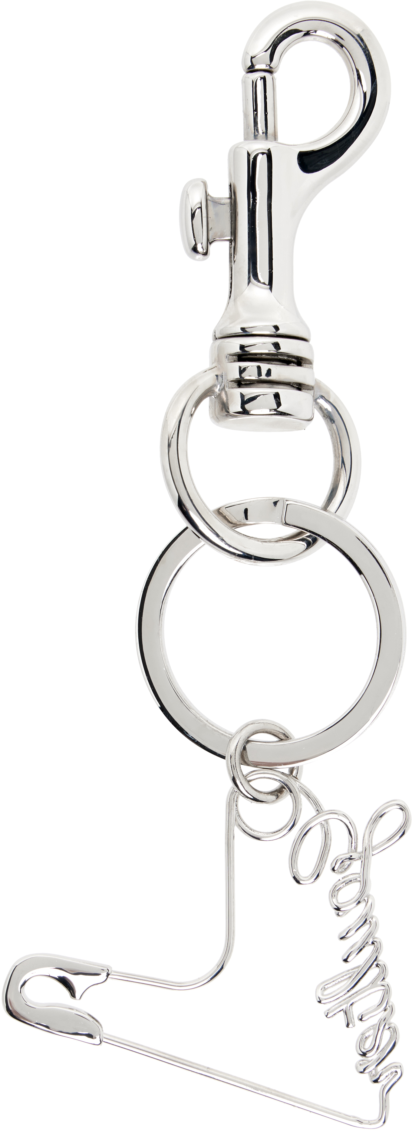 Jean Paul Gaultier Silver 'the Heart Safety Pin' Keychain In Silver