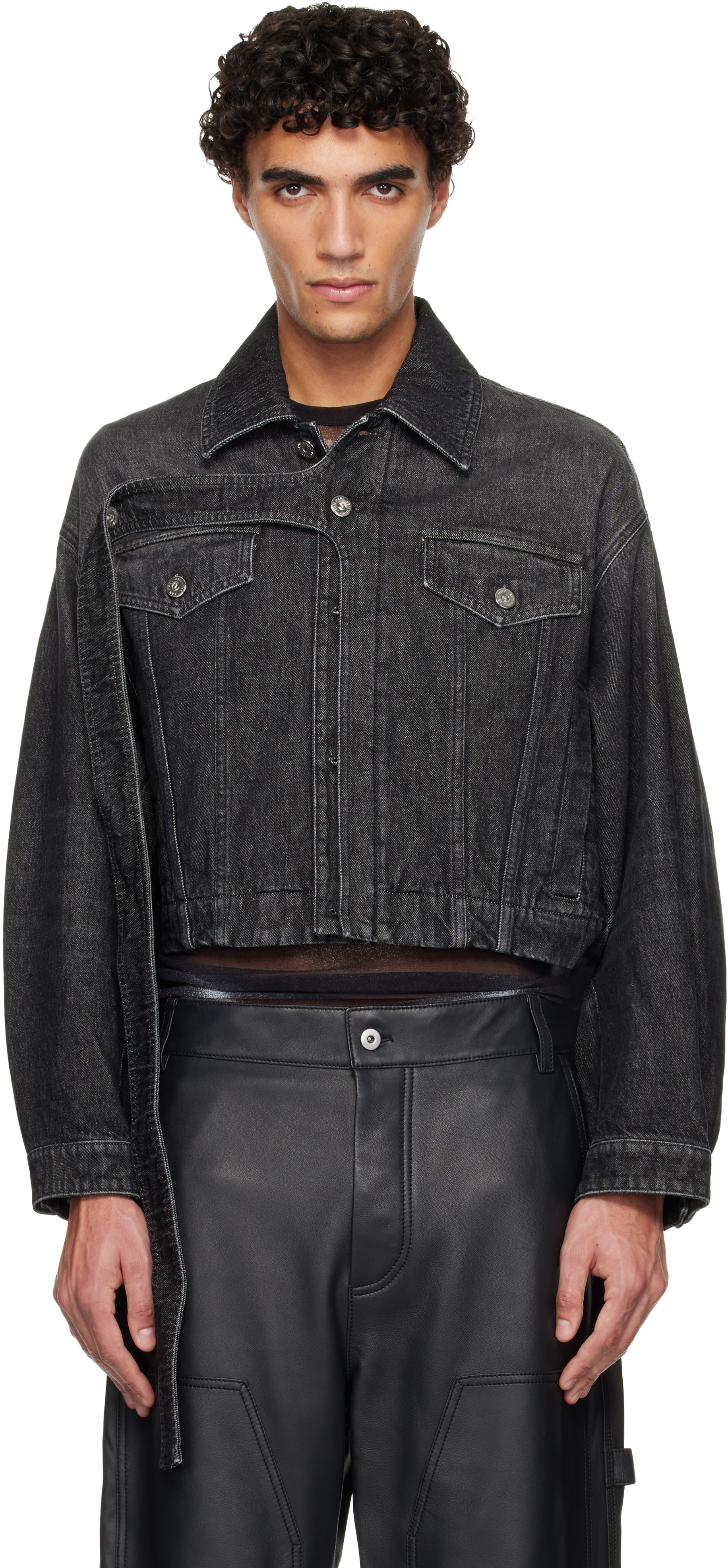 Jean Paul Gaultier Black Oversized Strap Denim Jacket