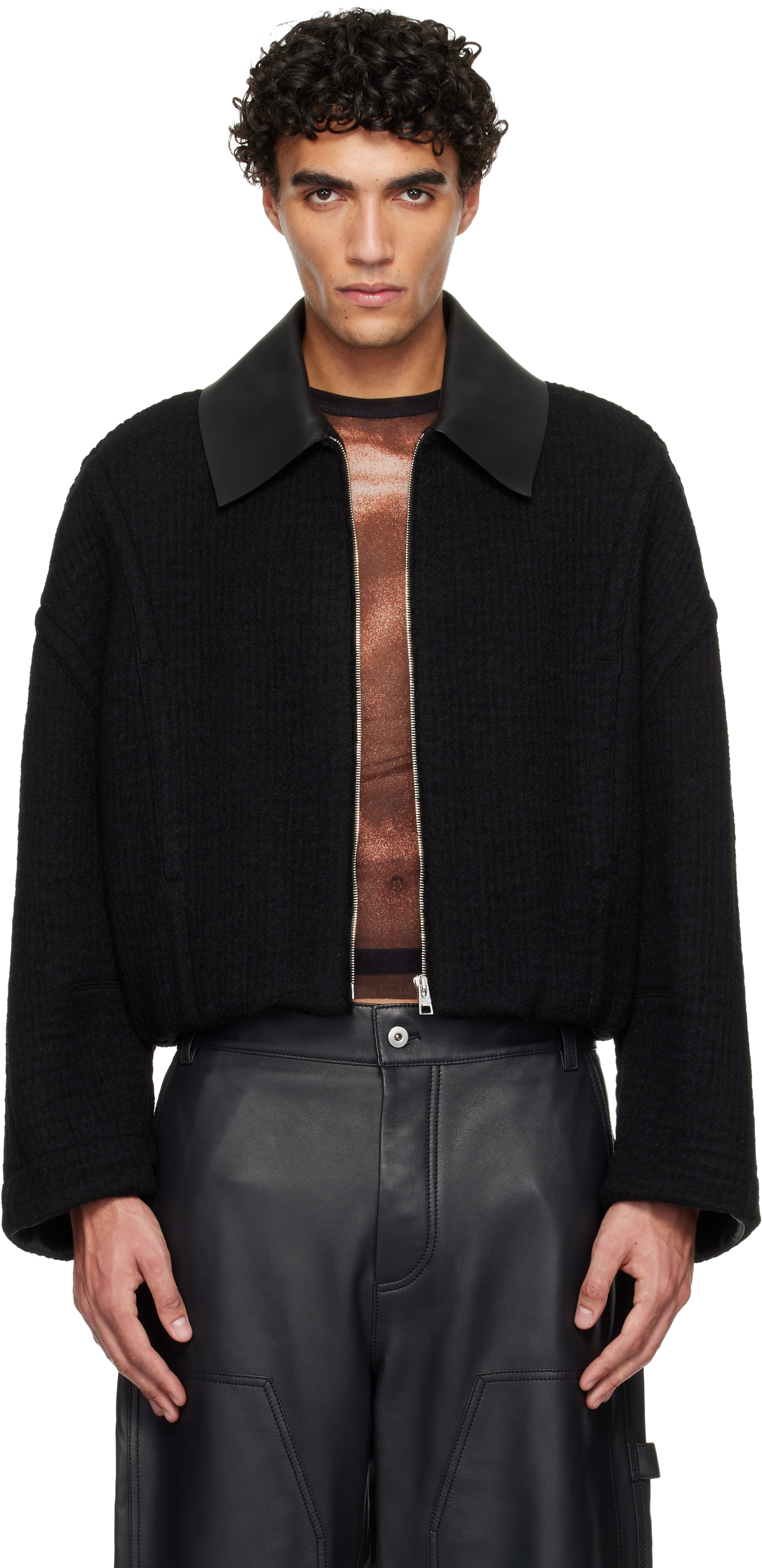 ジャケット・アウター Jean Paul GAULTIER melton wool tailored Jean Paul Gaultier: Black Heavy Wool Bomber Jacket | SSENSE