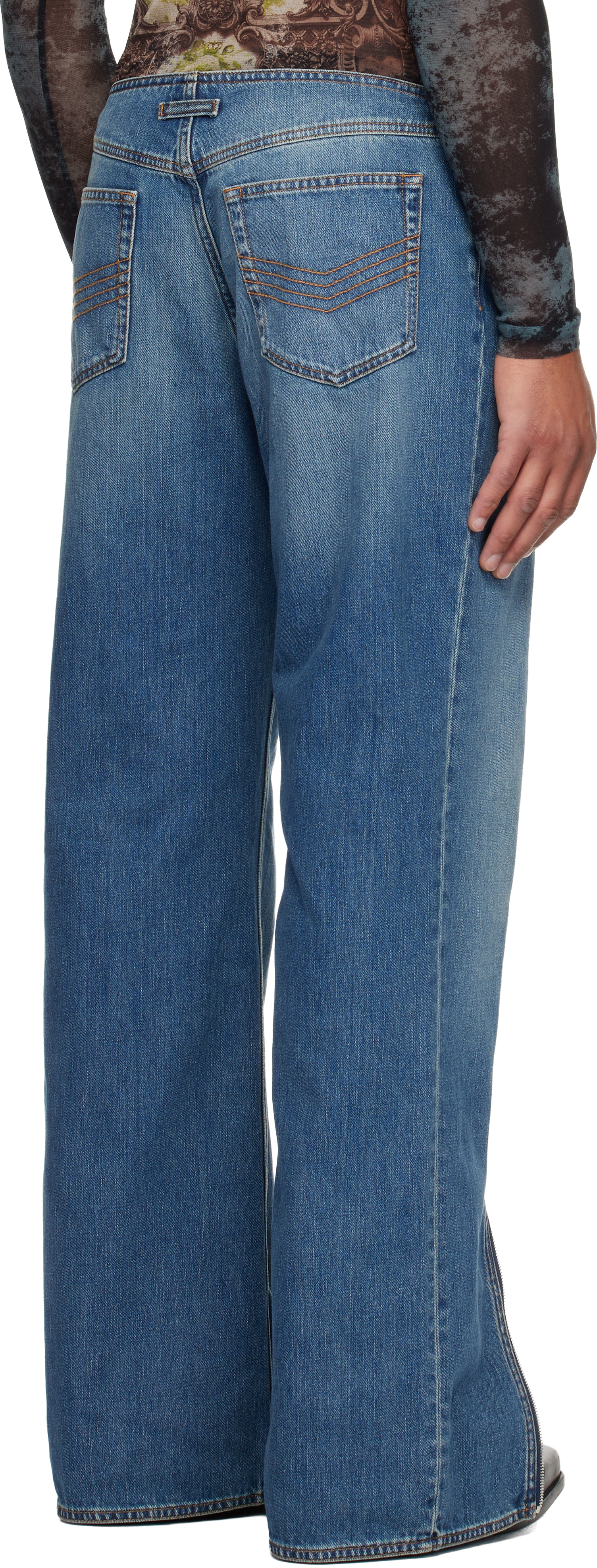 Jean Paul Gaultier Blue Zipped Jeans In Blue