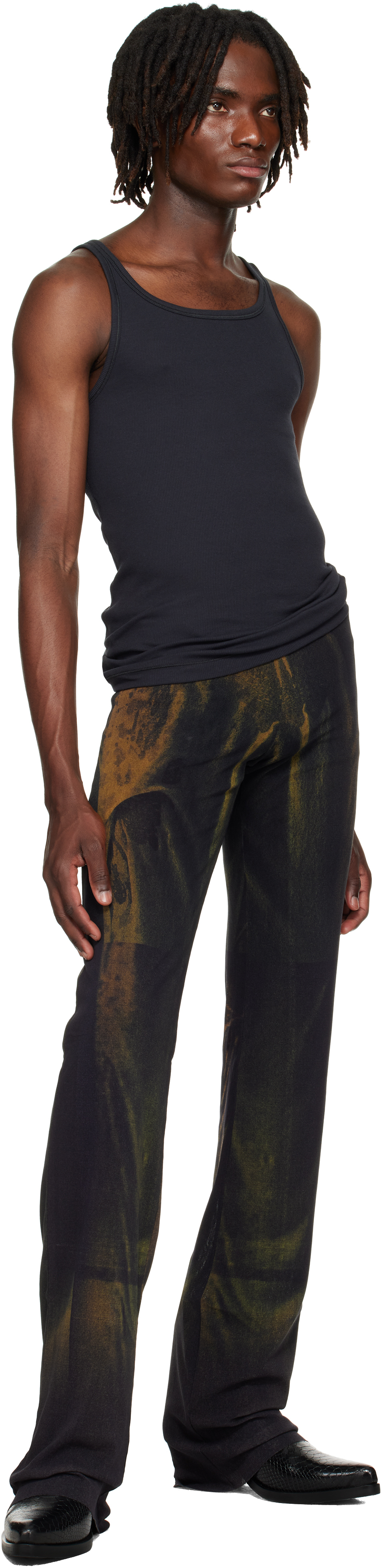 Jean Paul Gaultier Ssense Exclusive Khaki & Black Mesh Printed Water Sweatpants In Brown