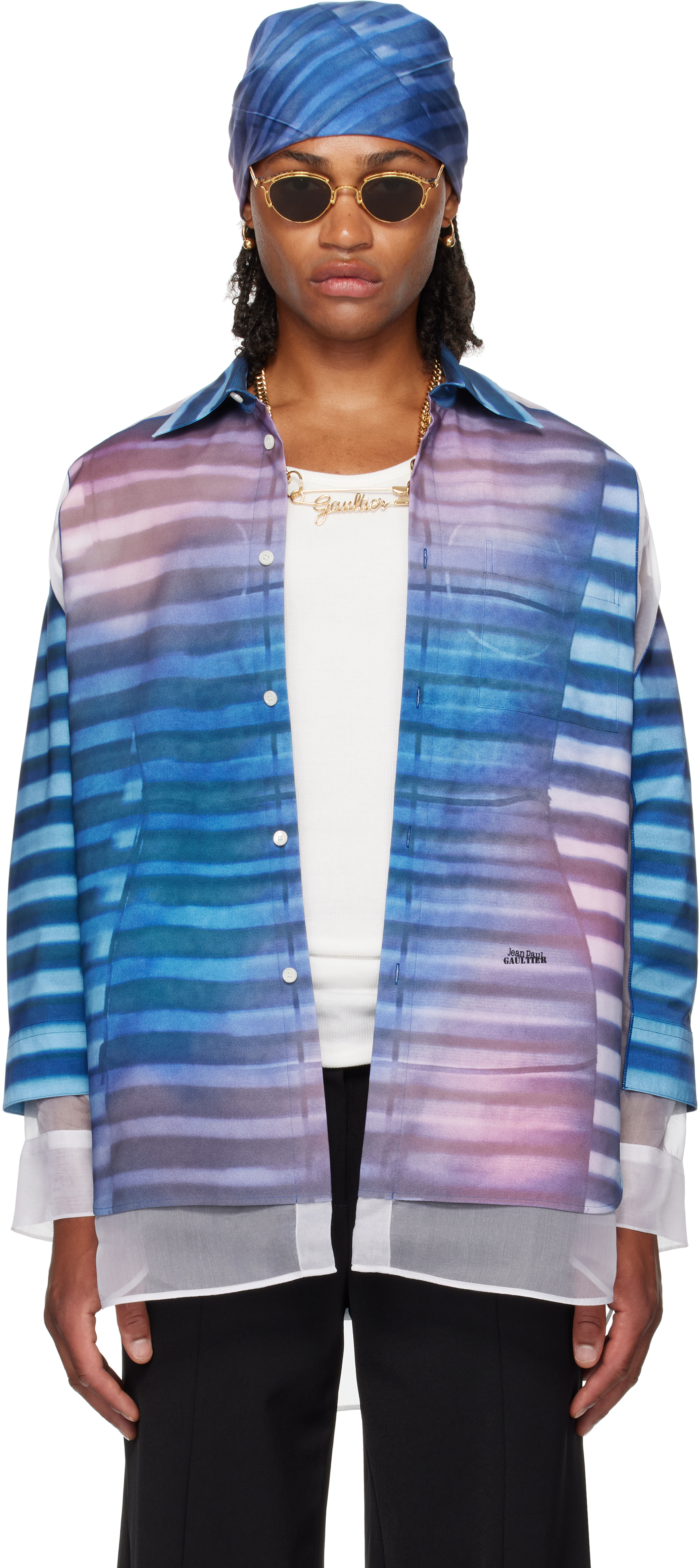 Jean Paul Gaultier: Blue 'The Petit-Grand Air' Shirt | SSENSE