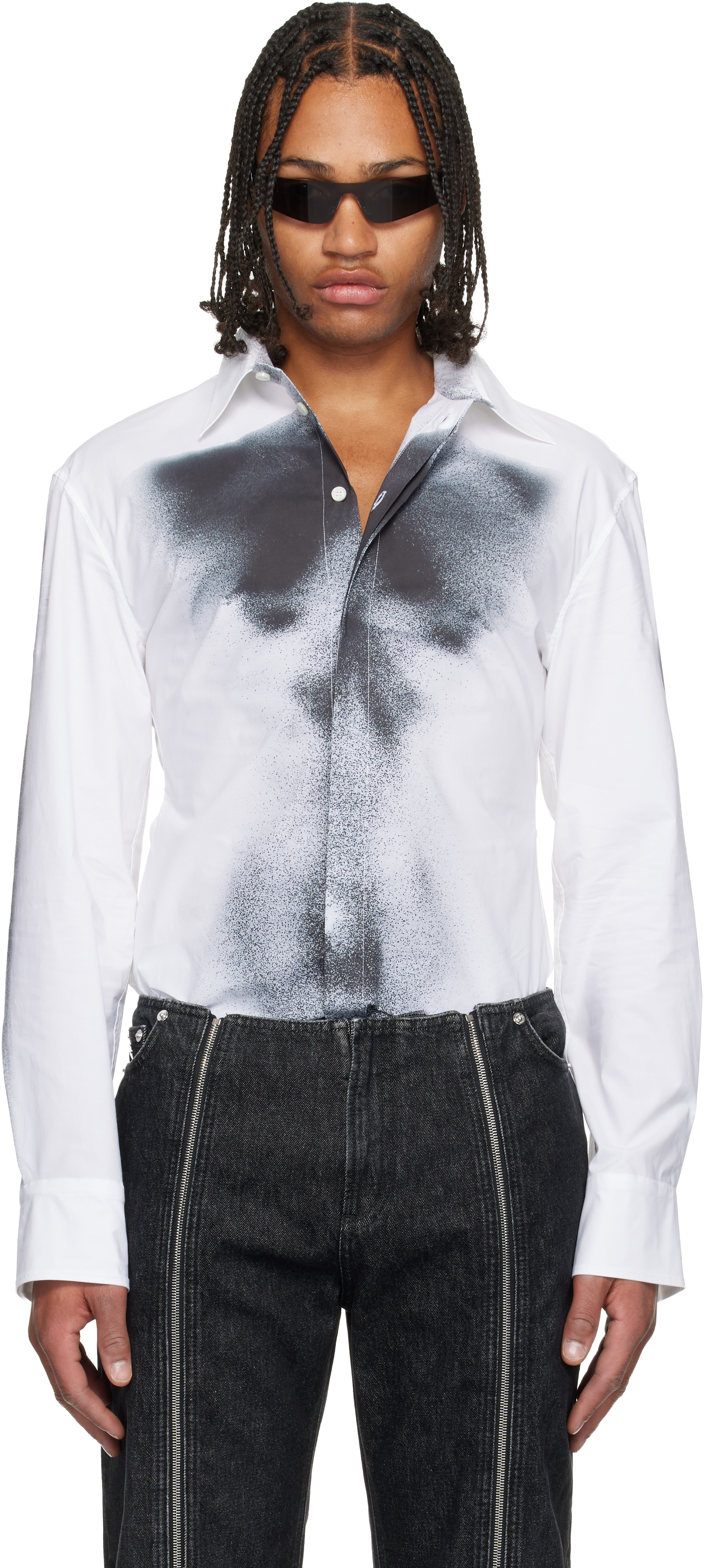 Jean Paul Gaultier White Printed Body Dust Shirt In Multi