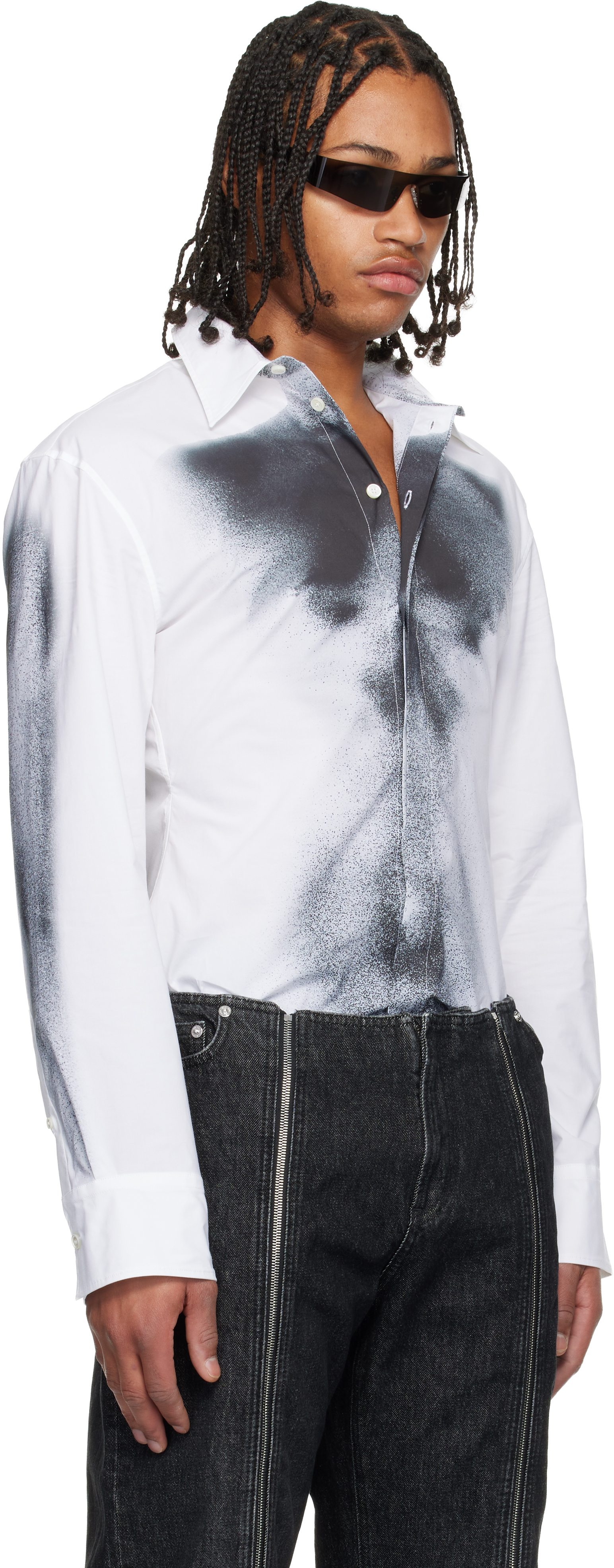 Jean Paul Gaultier White Printed Body Dust Shirt In Multi