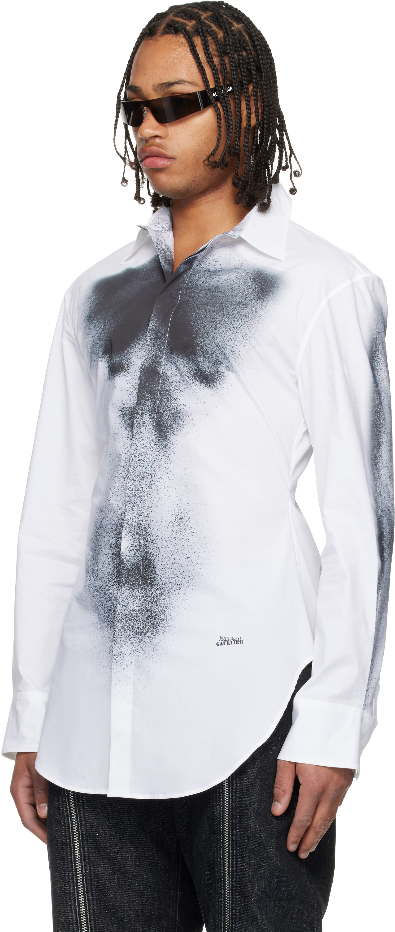 Jean Paul Gaultier White Printed Body Dust Shirt In Multi