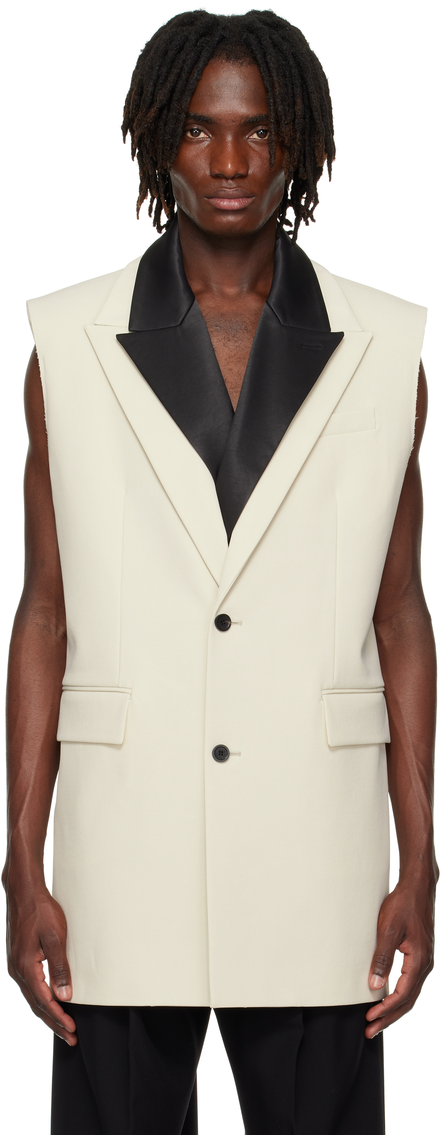SSENSE Exclusive Beige & Black Double Layer Sleeveless Blazer
