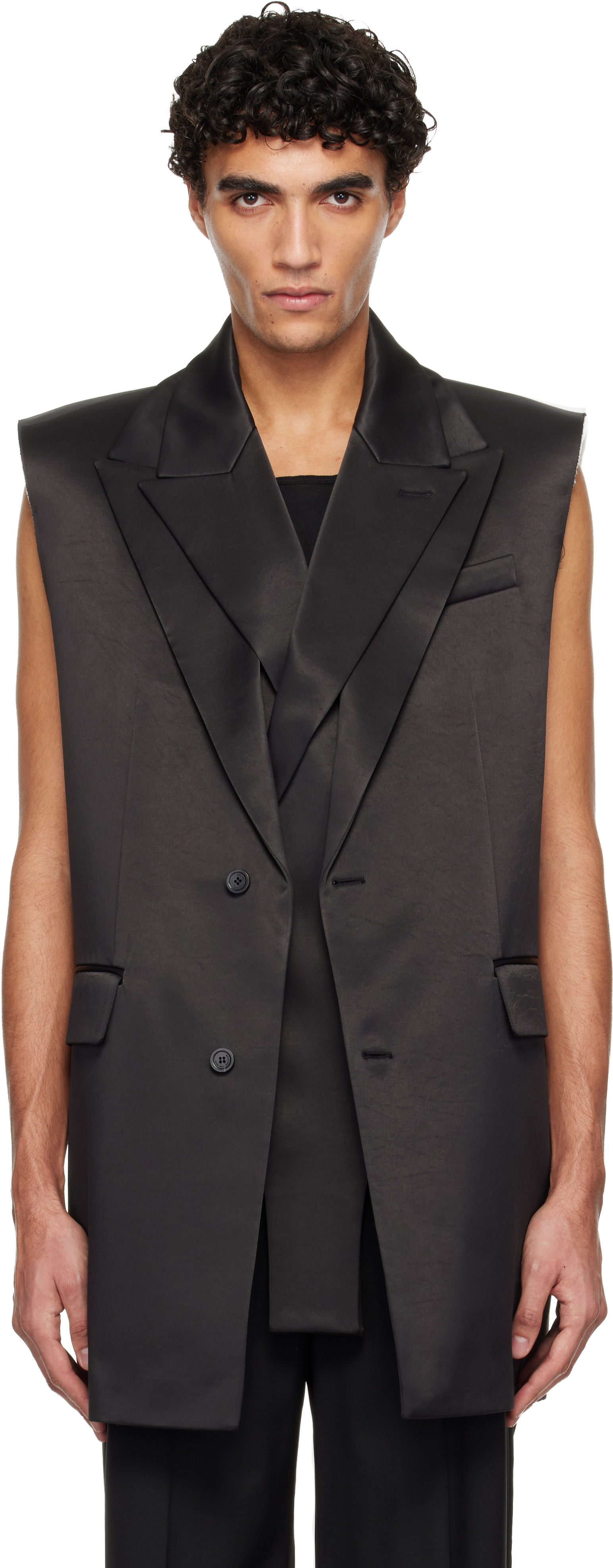 Jean Paul Gaultier Black Double Layer Body Detail Vest
