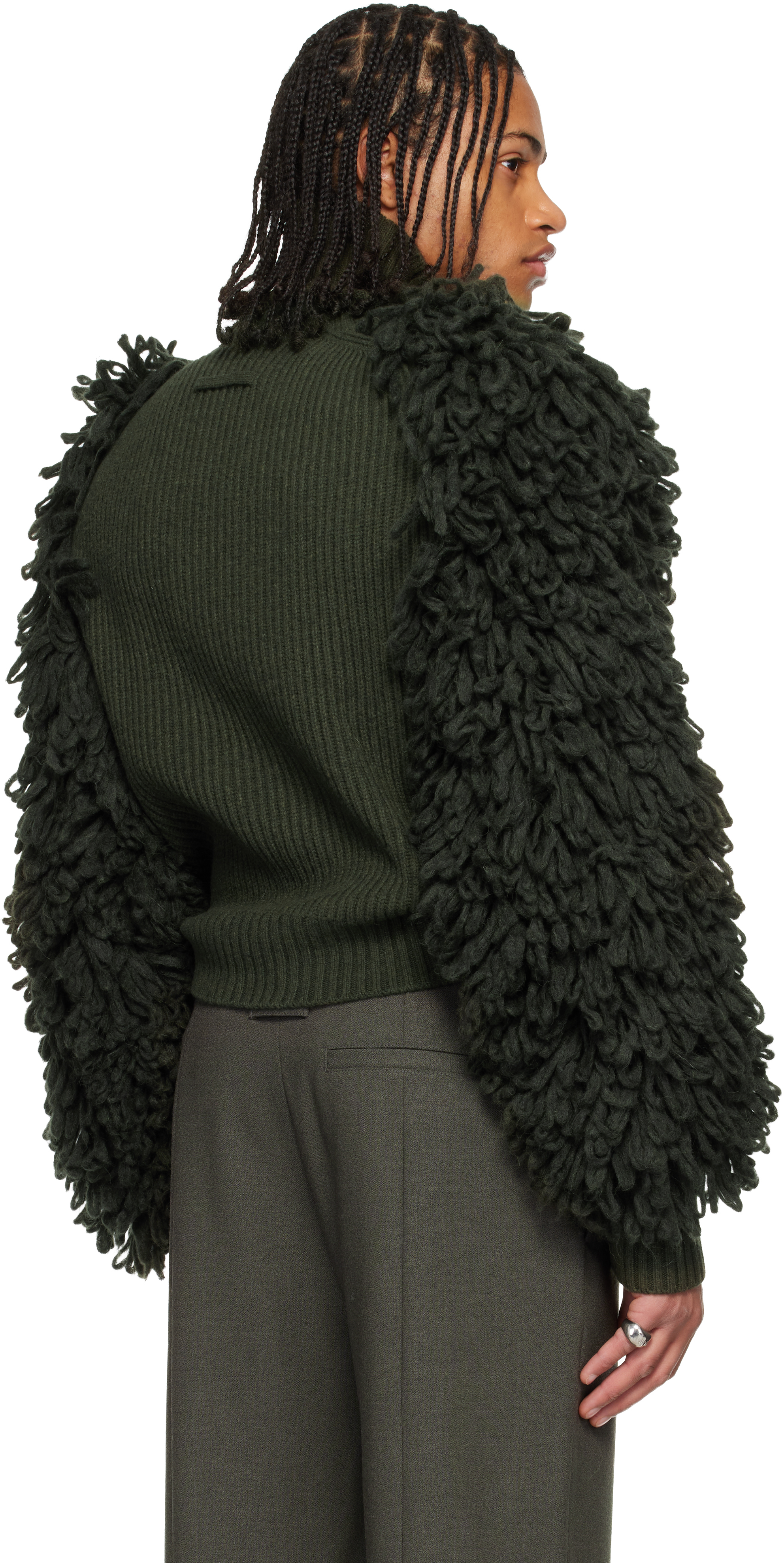 Jean Paul Gaultier Green 'the Loop-stitch' Turtleneck In Black