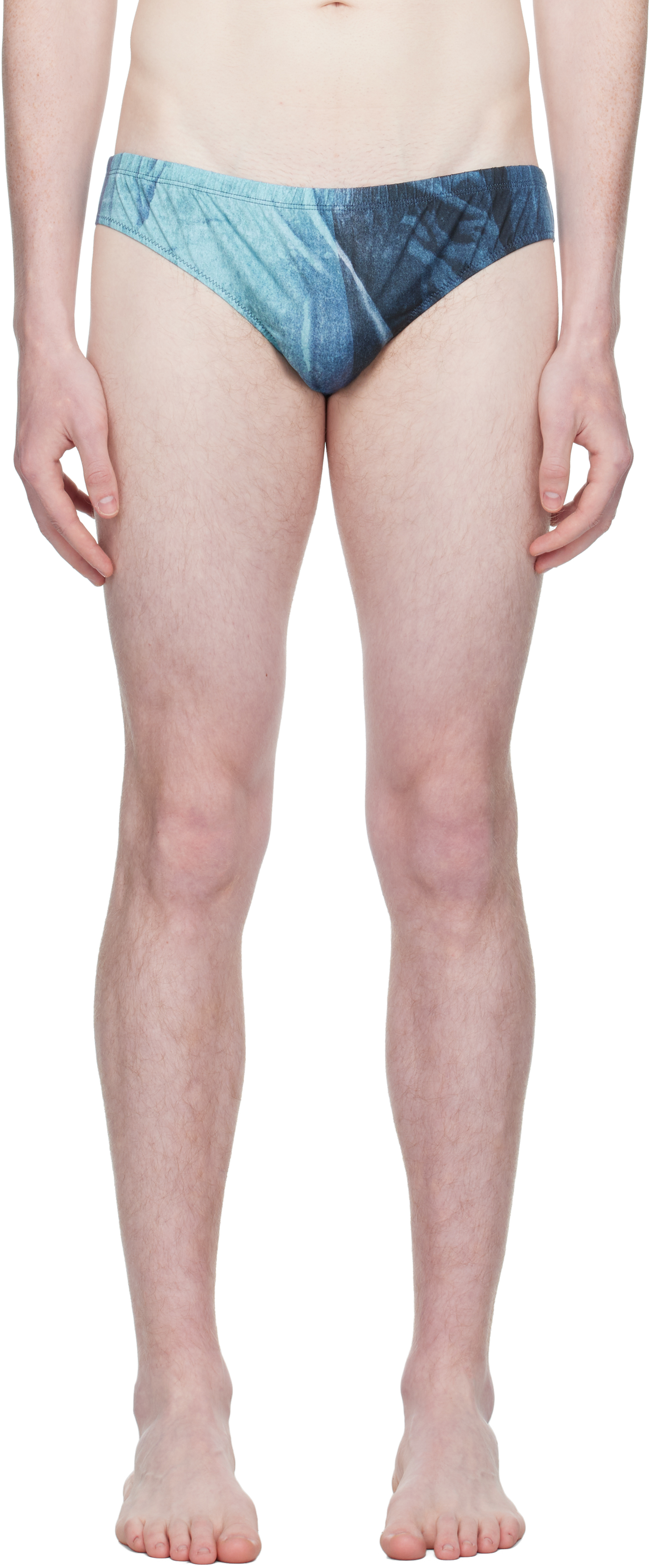 Blue Printed Water Swim Briefs