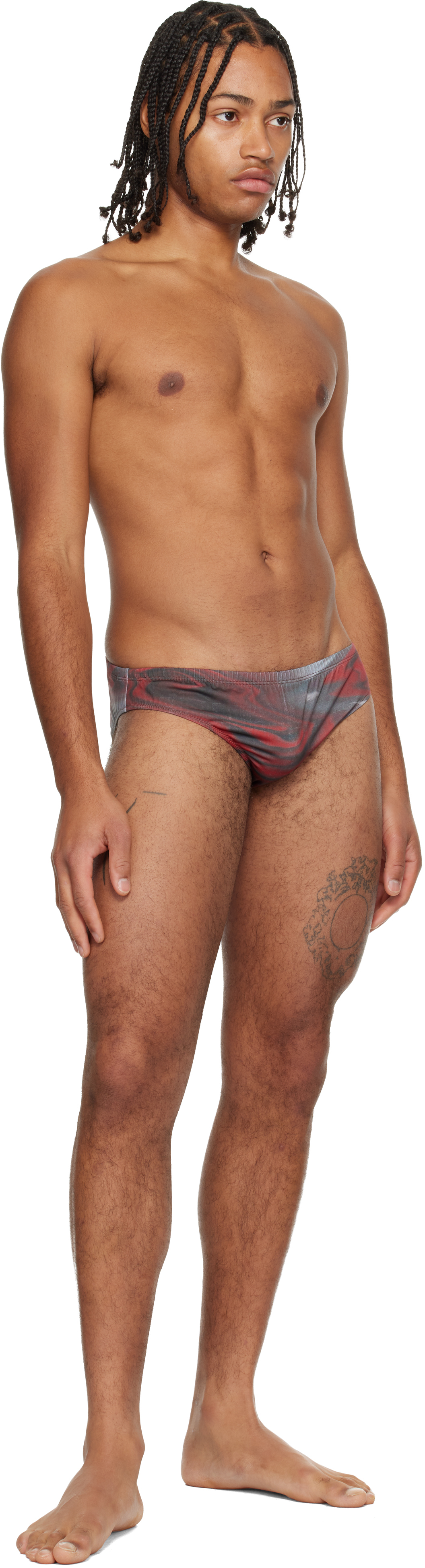 Jean Paul Gaultier Red 'the Blurry Roses' Swim Briefs In Multi
