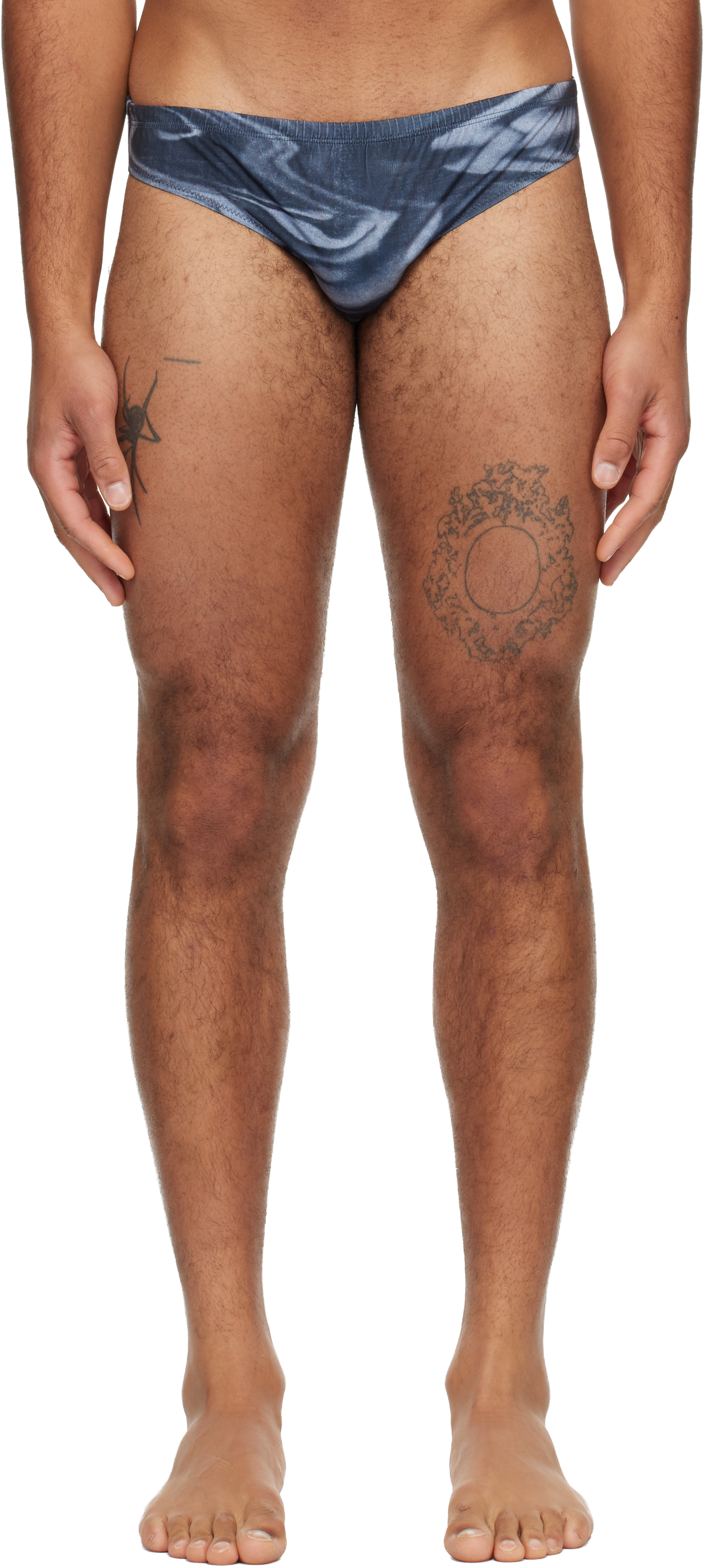 Jean Paul Gaultier Gray 'the Blurry Roses' Swim Briefs In Blue