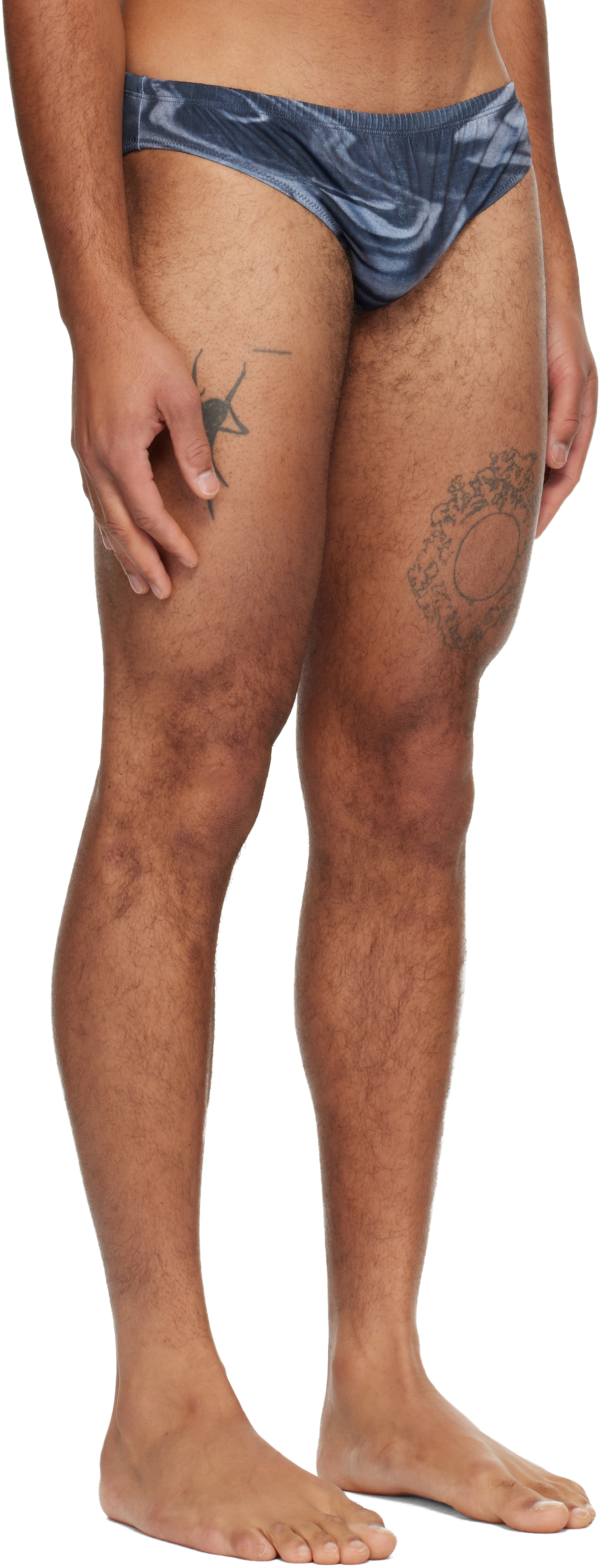 Jean Paul Gaultier Gray 'the Blurry Roses' Swim Briefs In Blue