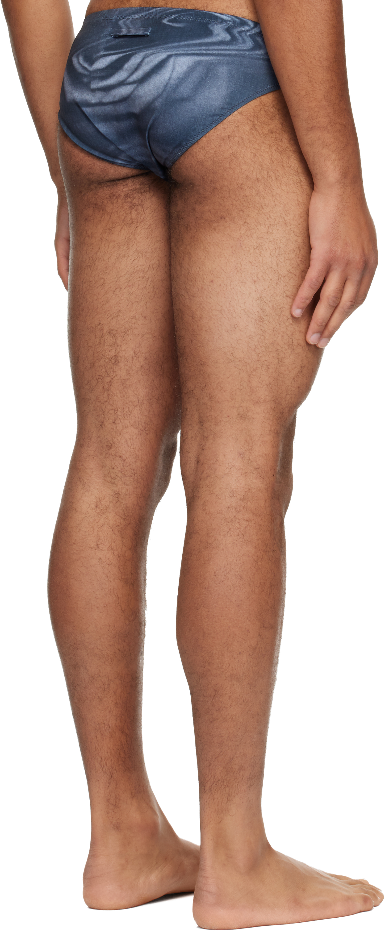 Jean Paul Gaultier Gray 'the Blurry Roses' Swim Briefs In Blue