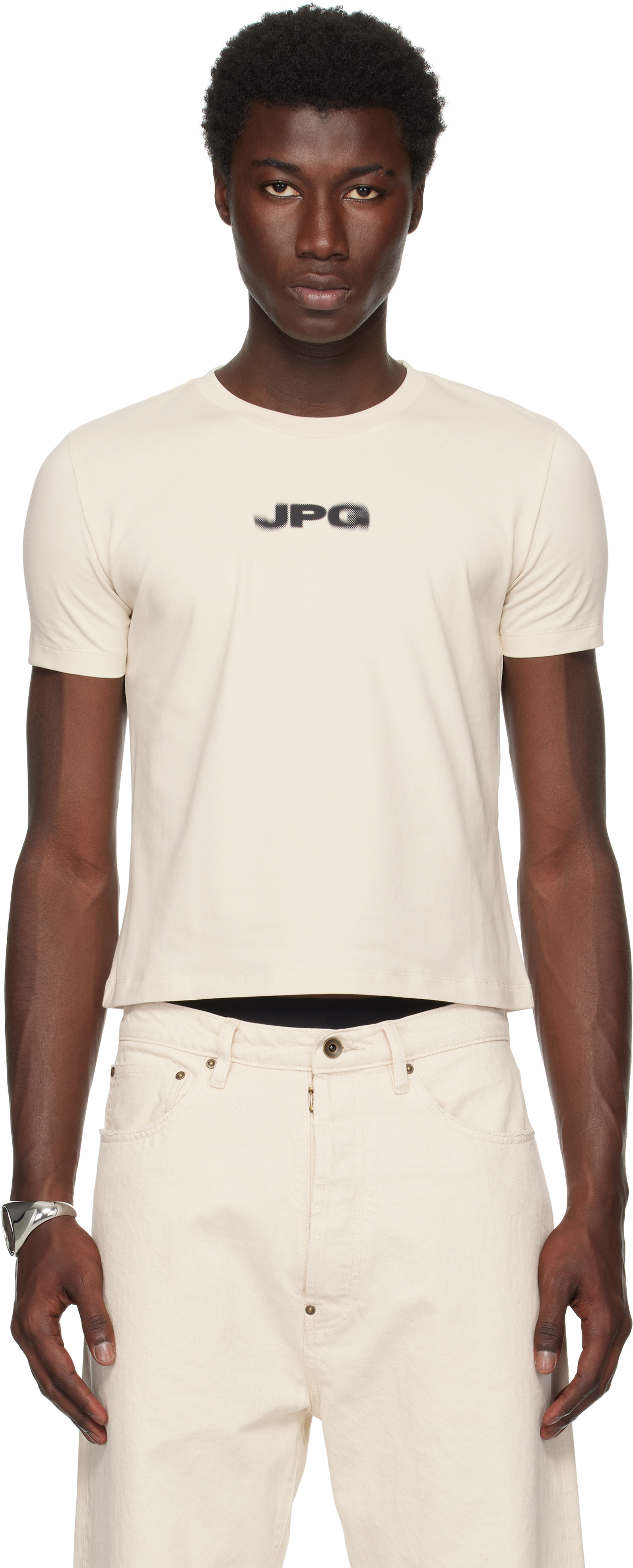 ★Jean Paul Gaultier★ オフホワイト Tシャツ Jean Paul Gaultier: Off-White 'The JPG' Baby T-shirt | SSENSE
