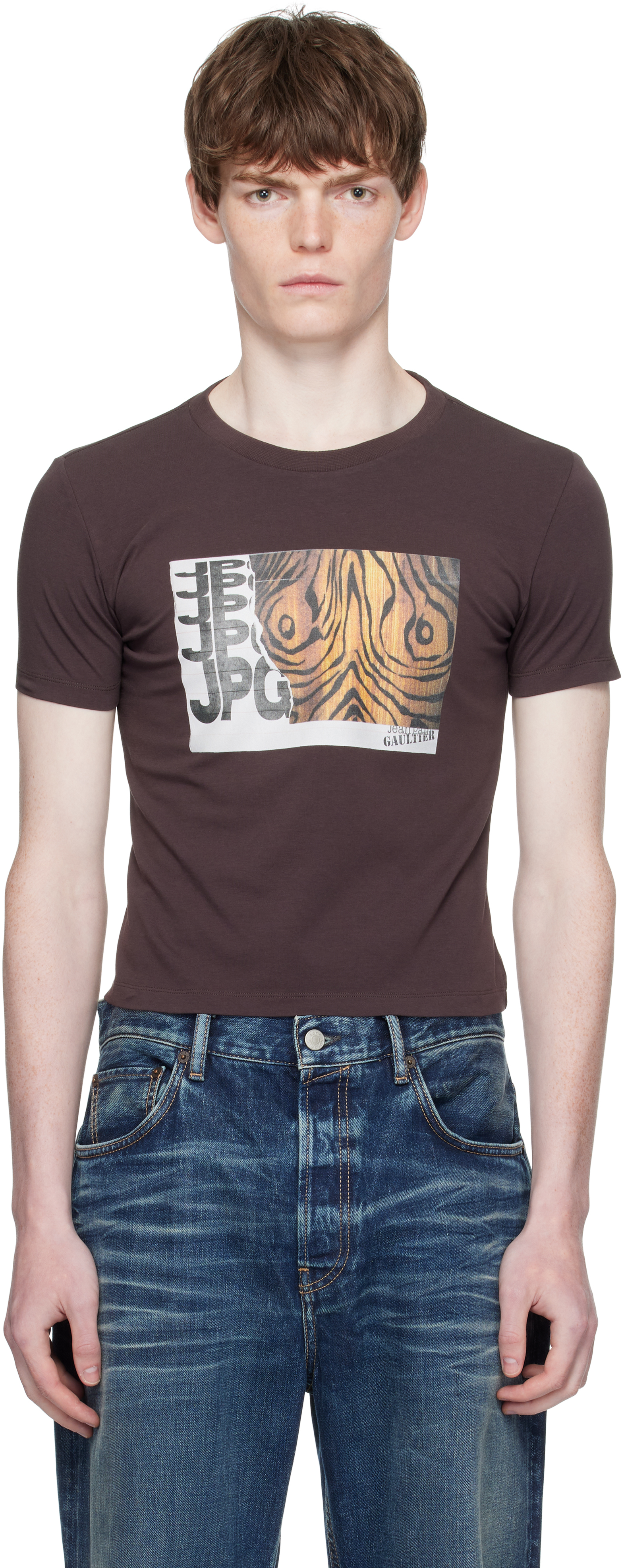 Brown Printed Wood T-shirt