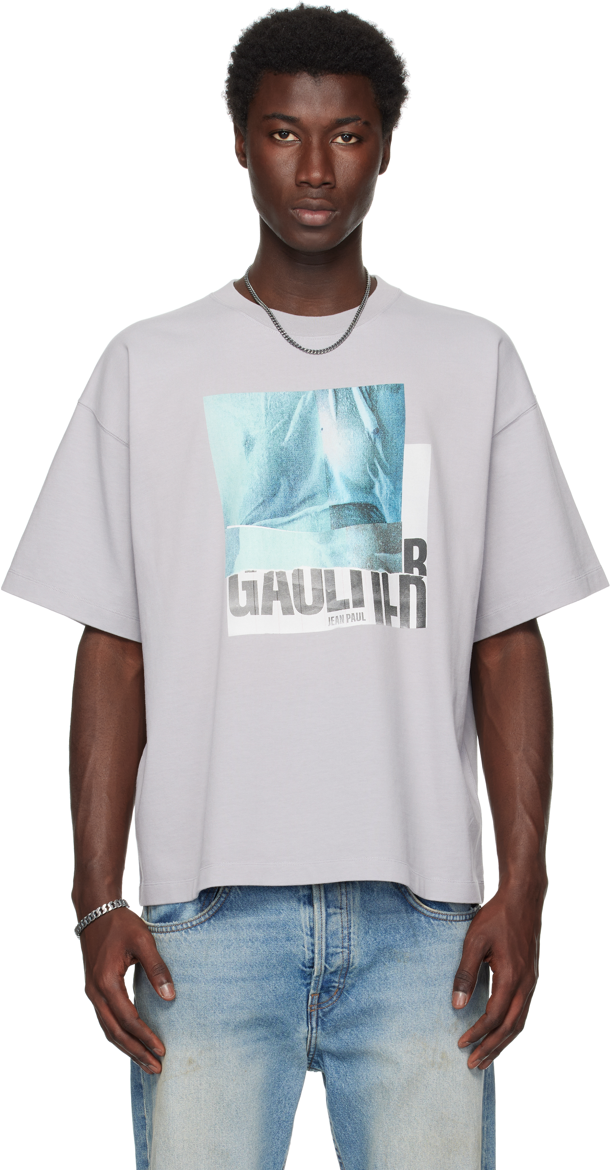 Gray Printed Water Oversized T-shirt