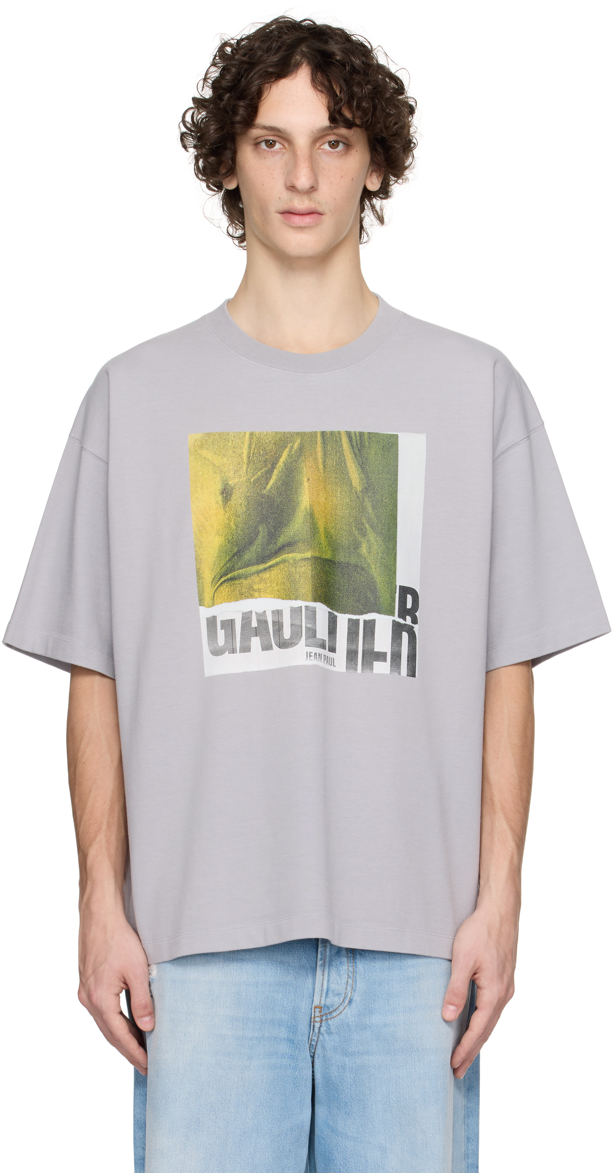 SSENSE Exclusive Gray Cotton Oversized Printed Water T-shirt