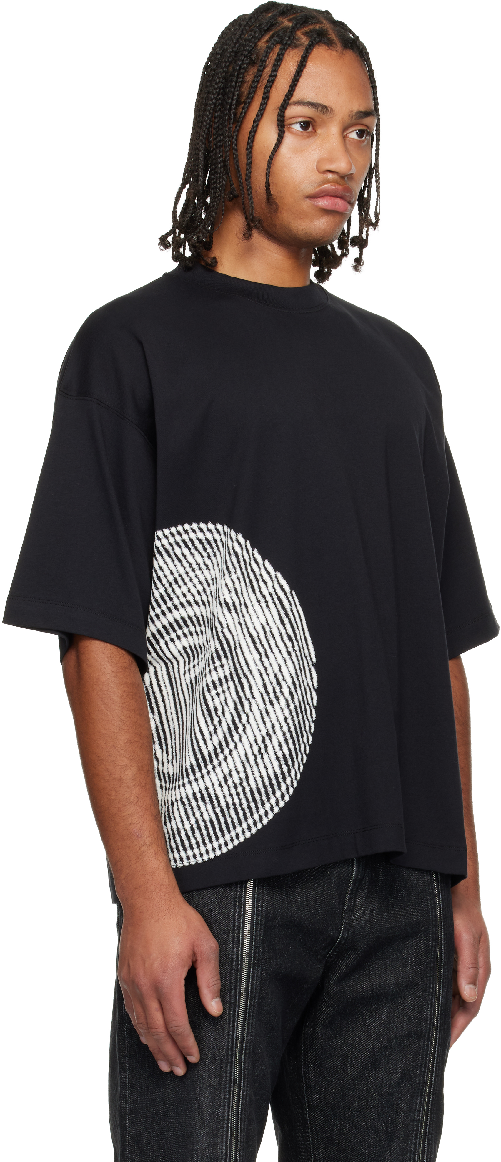 Jean Paul Gaultier Black 'jpg' Laurier Stamp T-shirt In Black