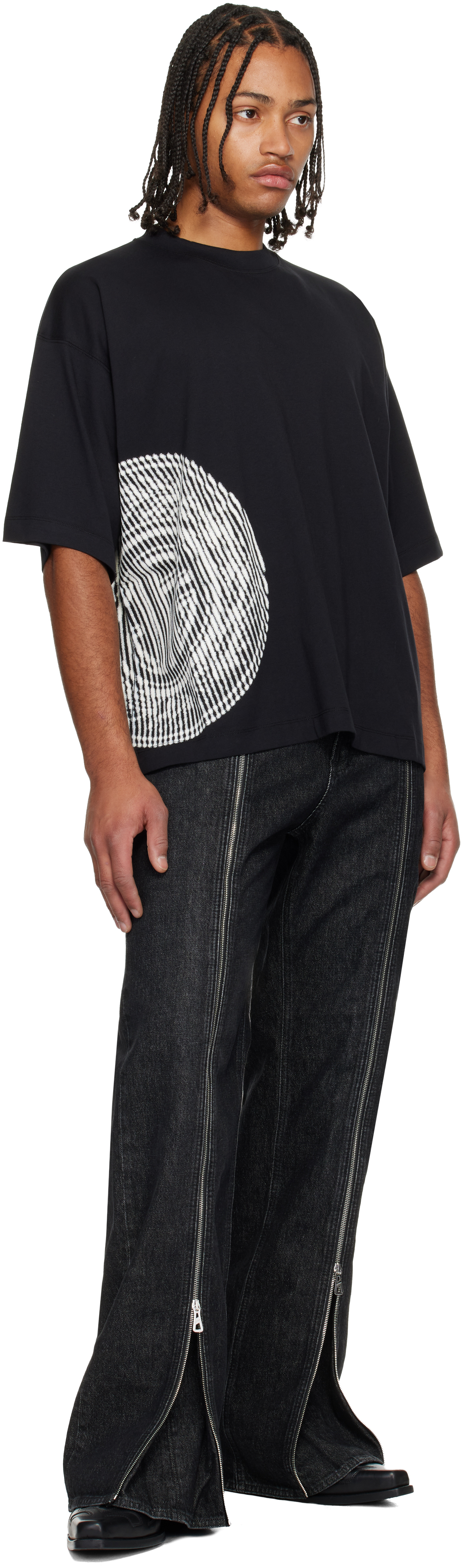 Jean Paul Gaultier Black 'jpg' Laurier Stamp T-shirt In Black