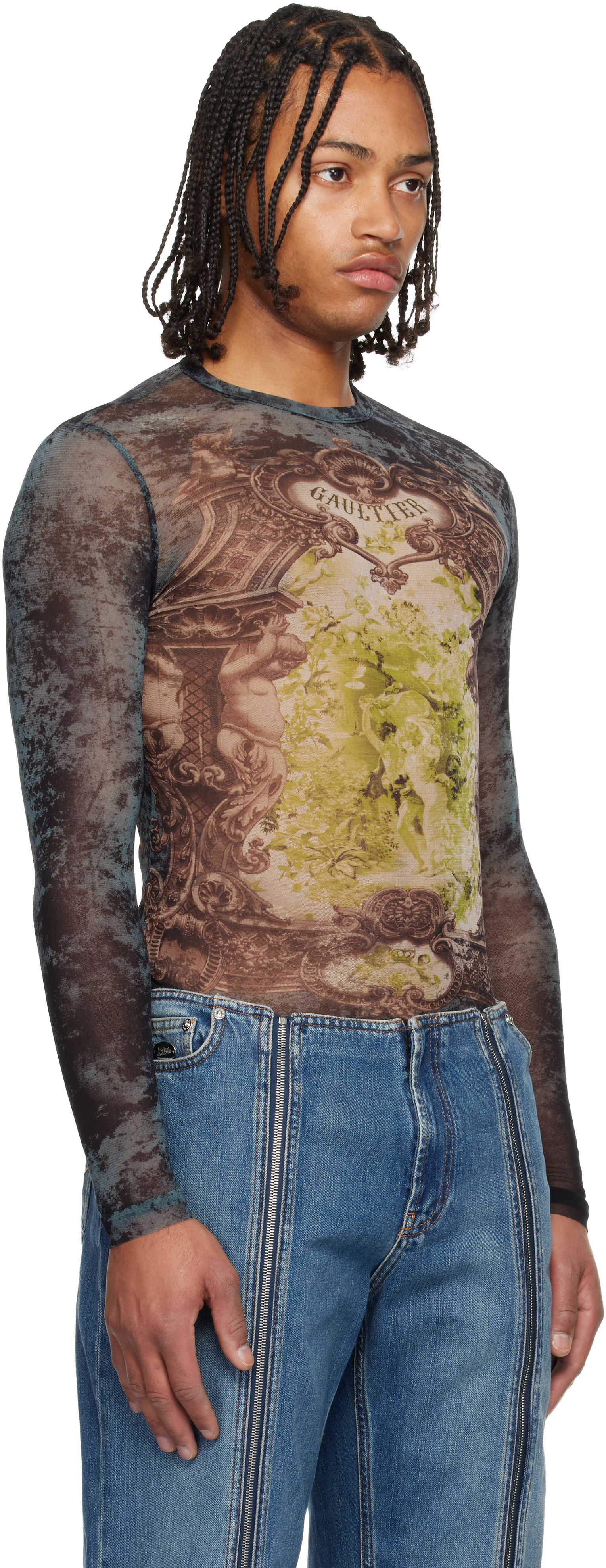 Jean Paul Gaultier Navy 'the Blue Médaillon' Top In Multi