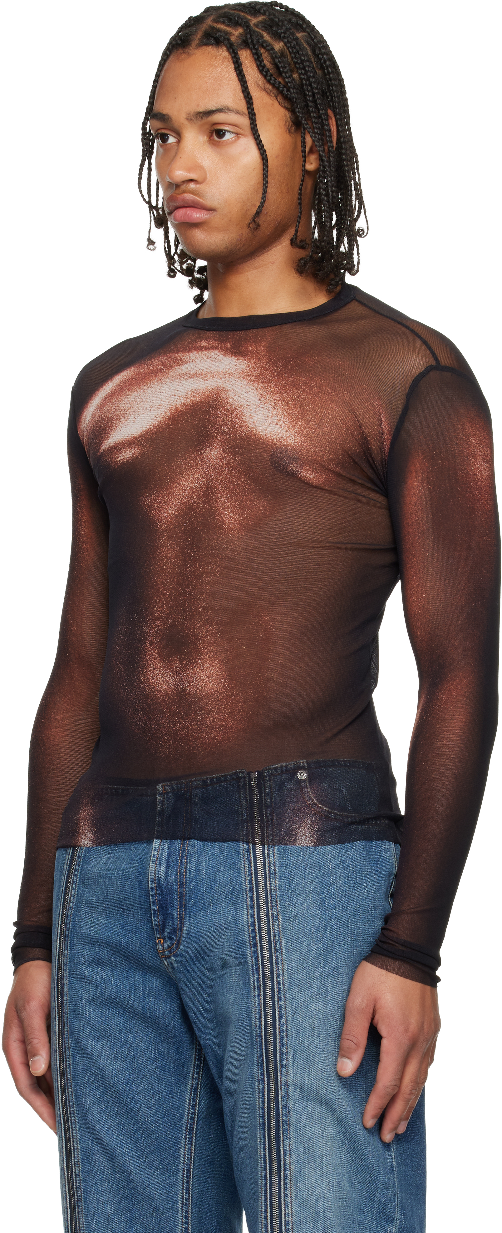 Jean Paul Gaultier Black 'the Bronze Body Dust' Top In Black