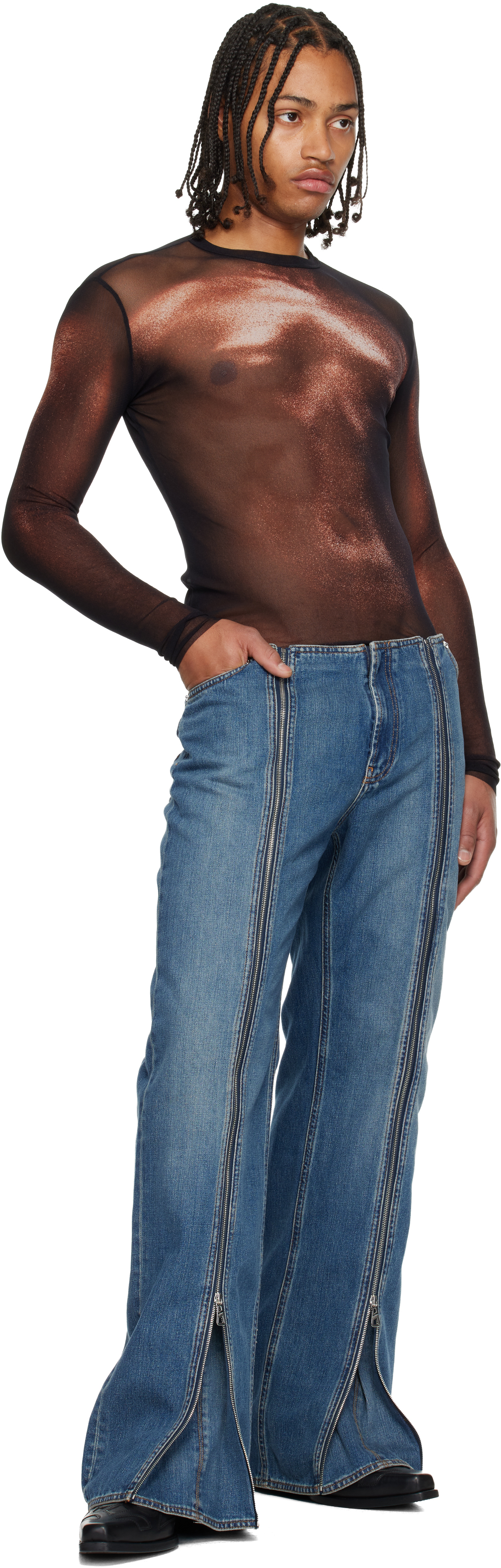 Jean Paul Gaultier Black 'the Bronze Body Dust' Top In Black