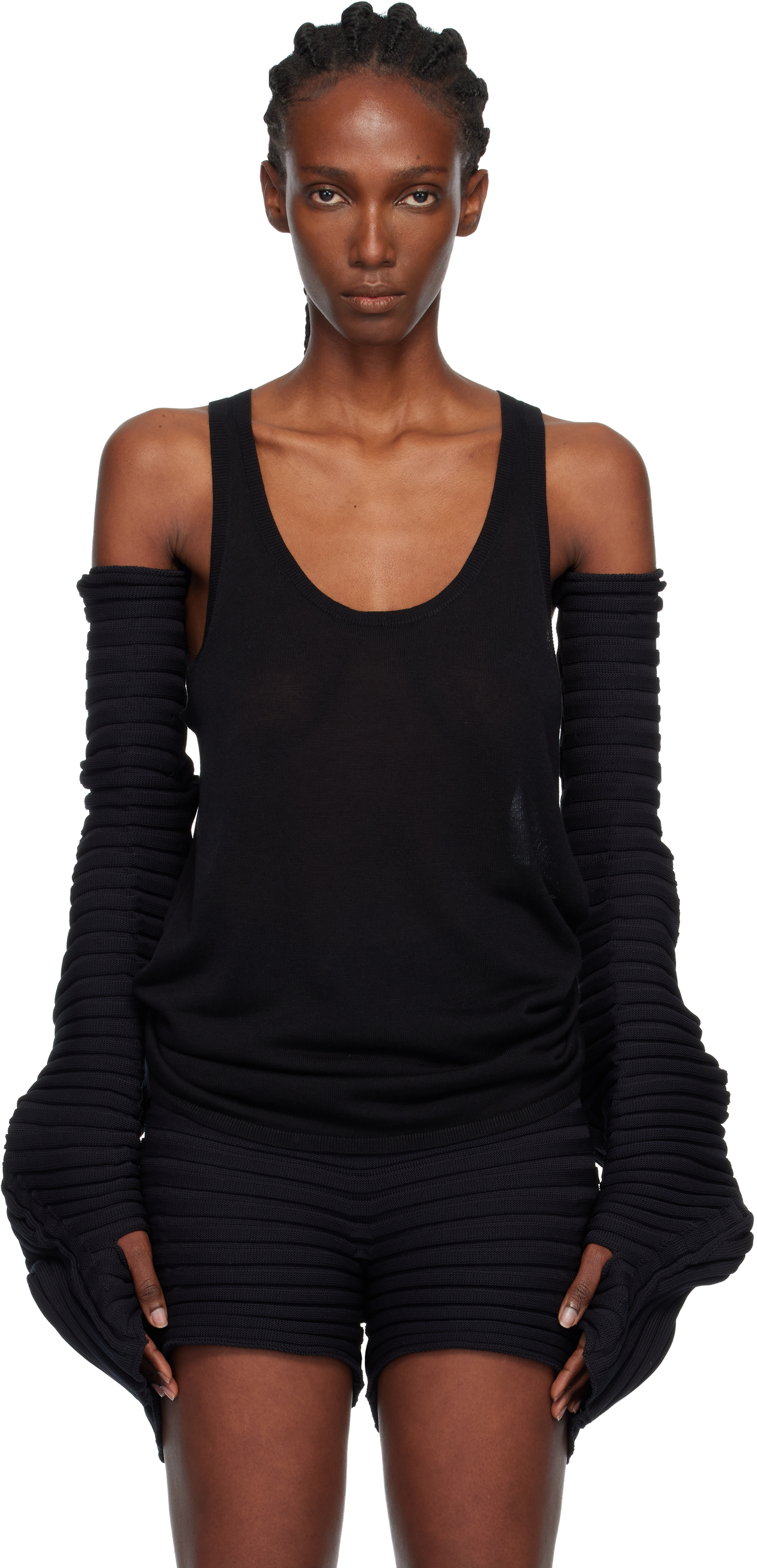 Issey Miyake Black Knit 'as It Is' Gloves In Black