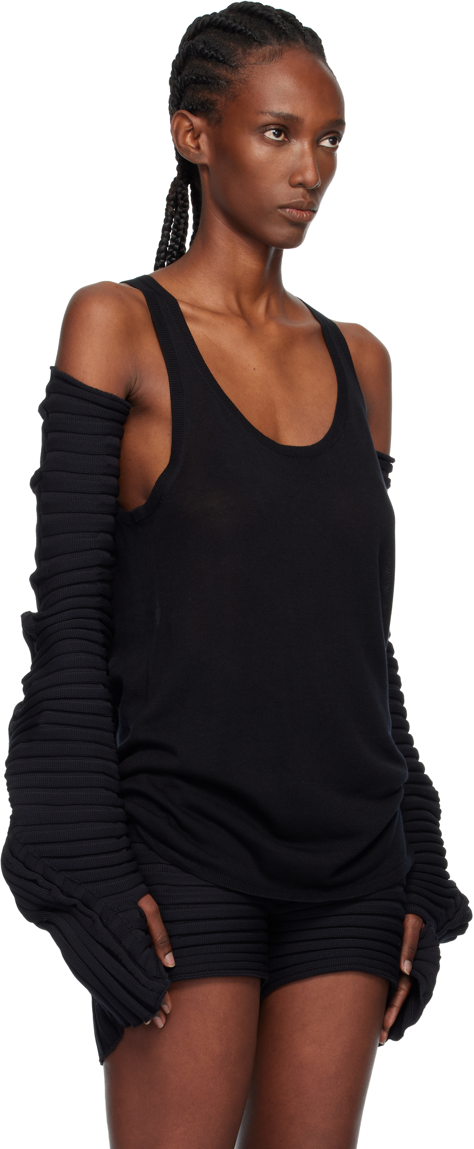 Issey Miyake Black Knit 'as It Is' Gloves In Black