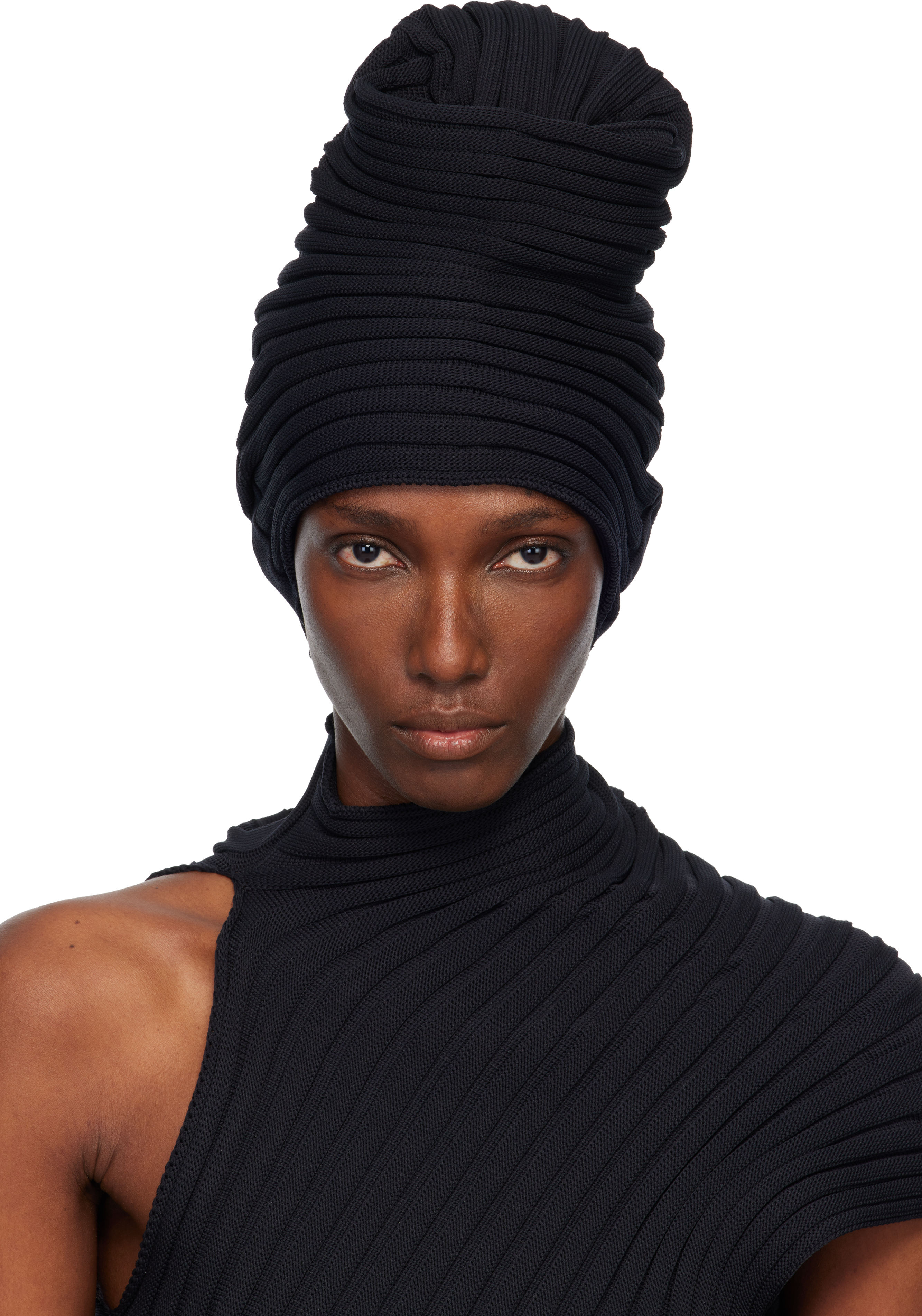 Black Knit 'As It Is' Beanie by ISSEY MIYAKE on Sale