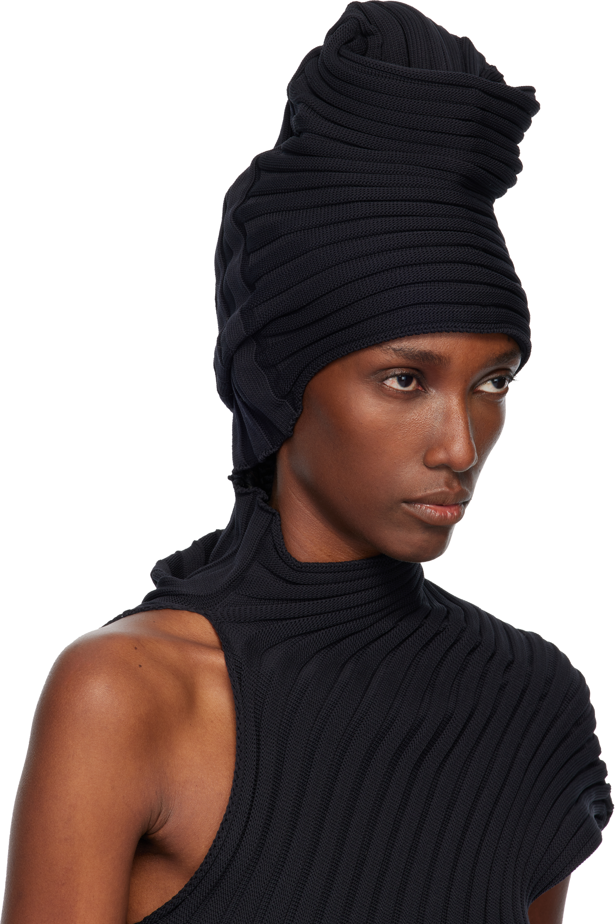 Issey Miyake Black Knit 'as It Is' Beanie In Black
