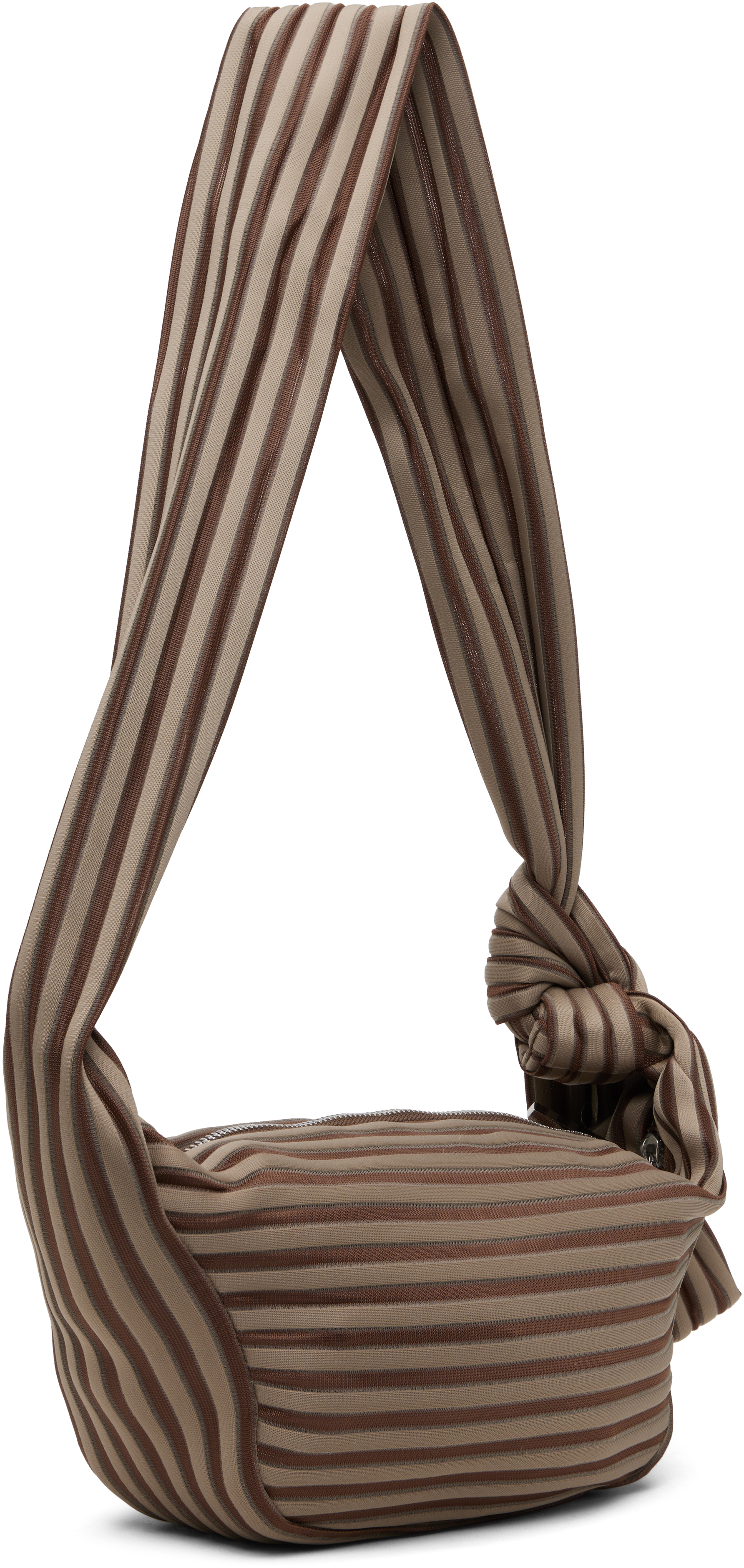 Issey Miyake June Linear Knit 56 Shoulder Bag In Brown