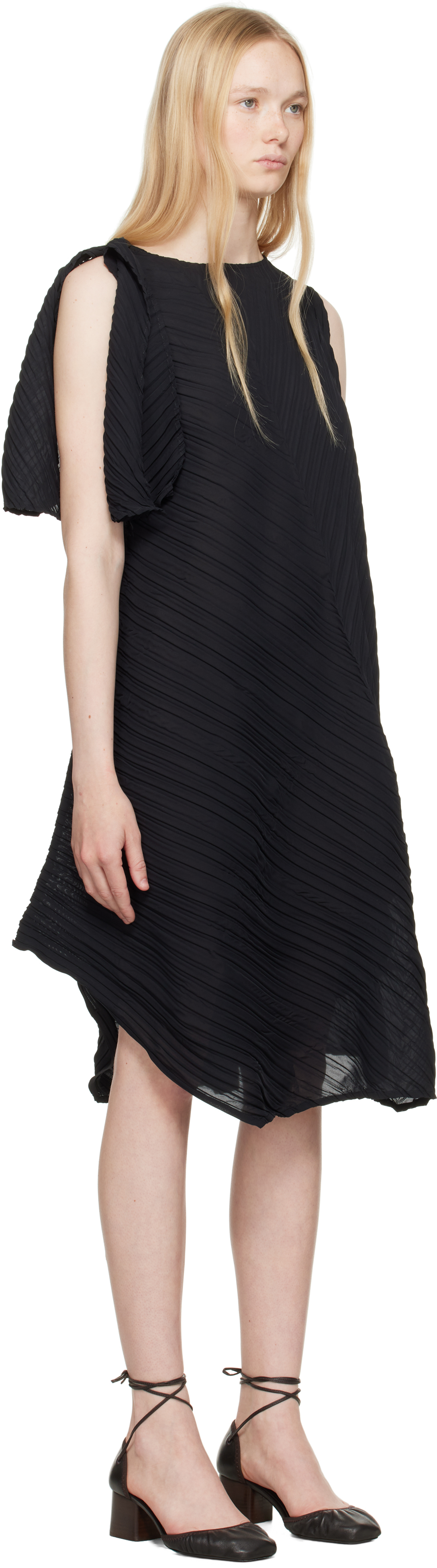 Shop Issey Miyake Black Wrinkled & Twisted Minidress