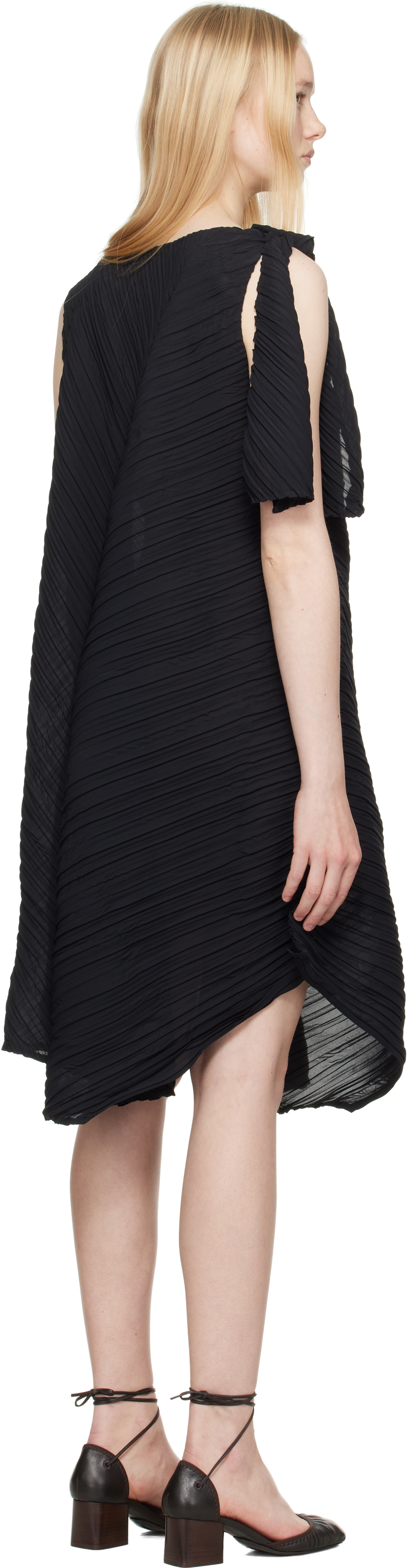 Shop Issey Miyake Black Wrinkled & Twisted Minidress