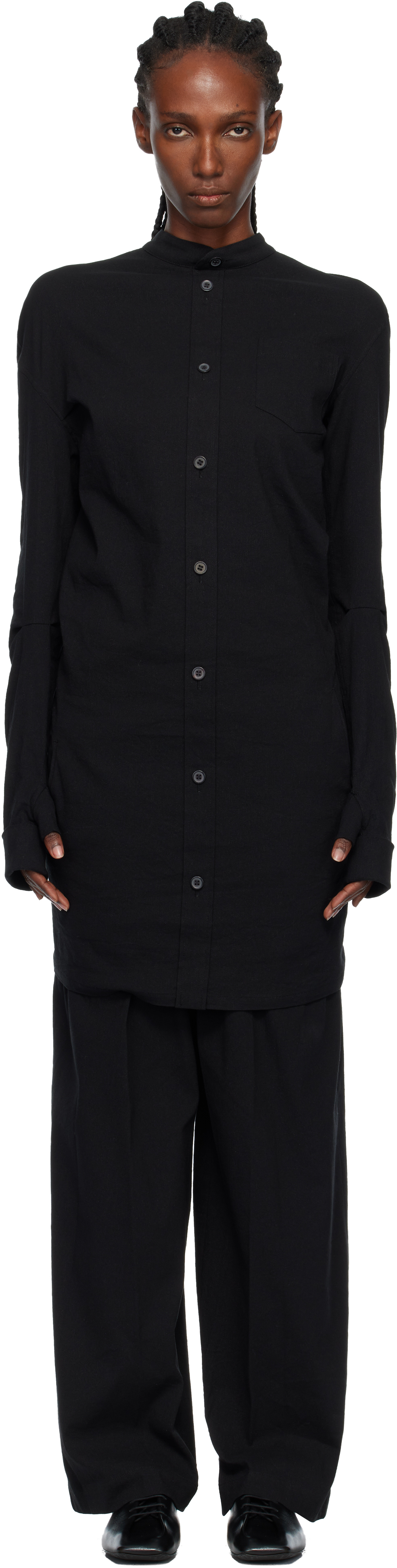Issey Miyake Black 'like Torso Like Shirt' Minidress In Multi