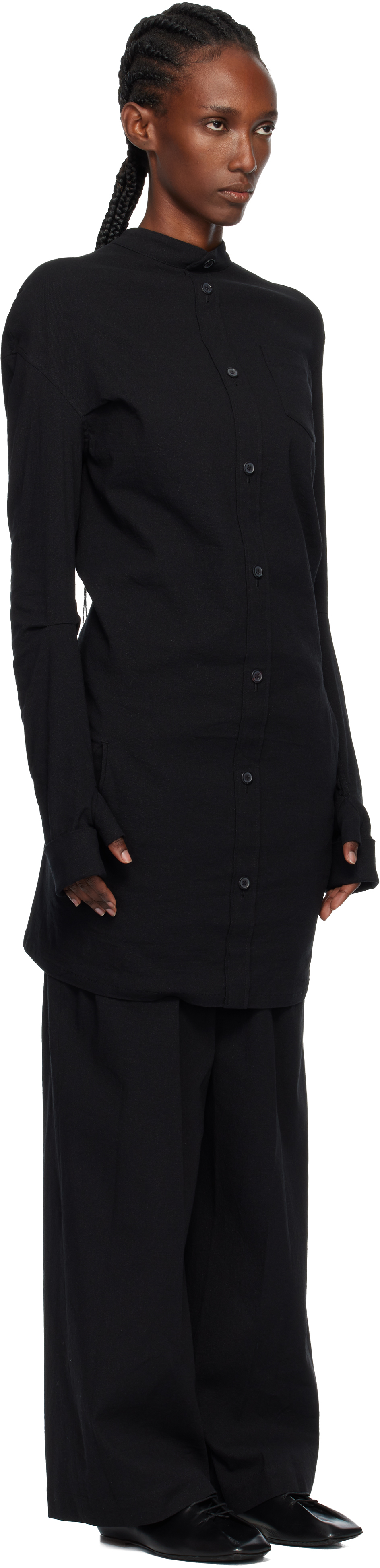 Issey Miyake Black 'like Torso Like Shirt' Minidress In Multi