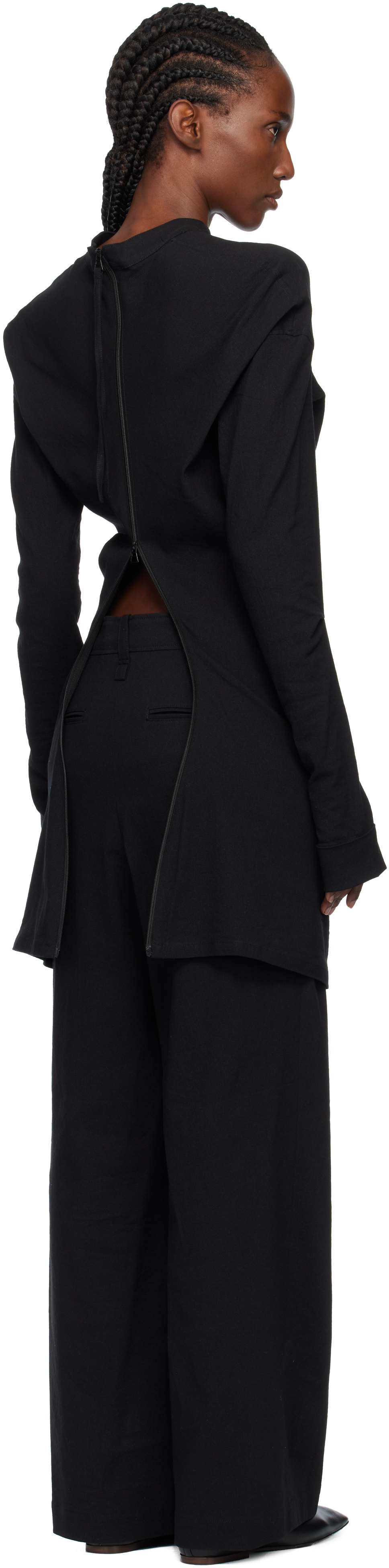 Issey Miyake Black 'like Torso Like Shirt' Minidress In Multi