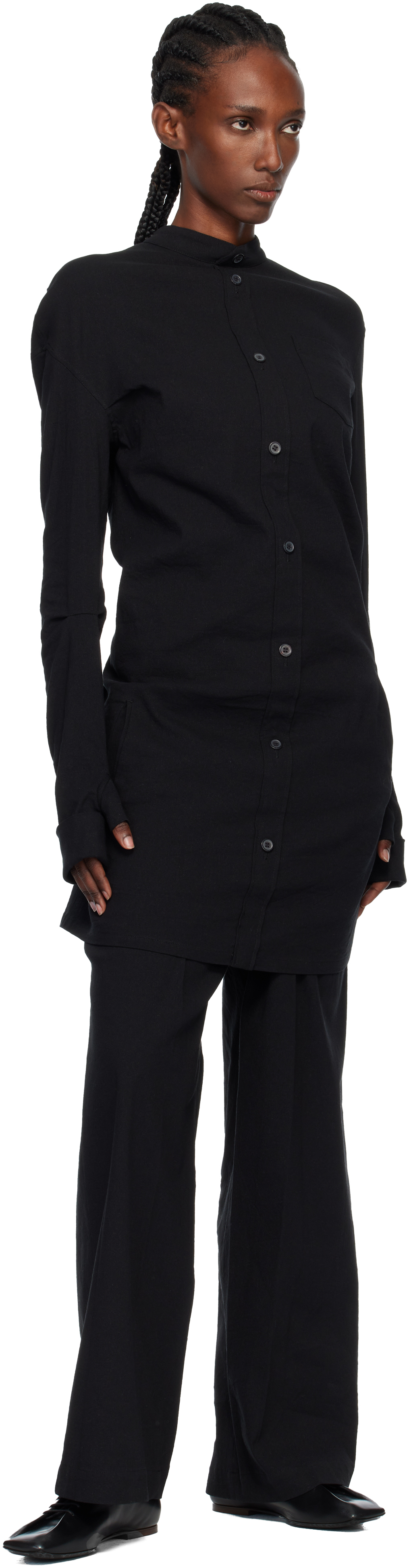 Issey Miyake Black 'like Torso Like Shirt' Minidress In Multi