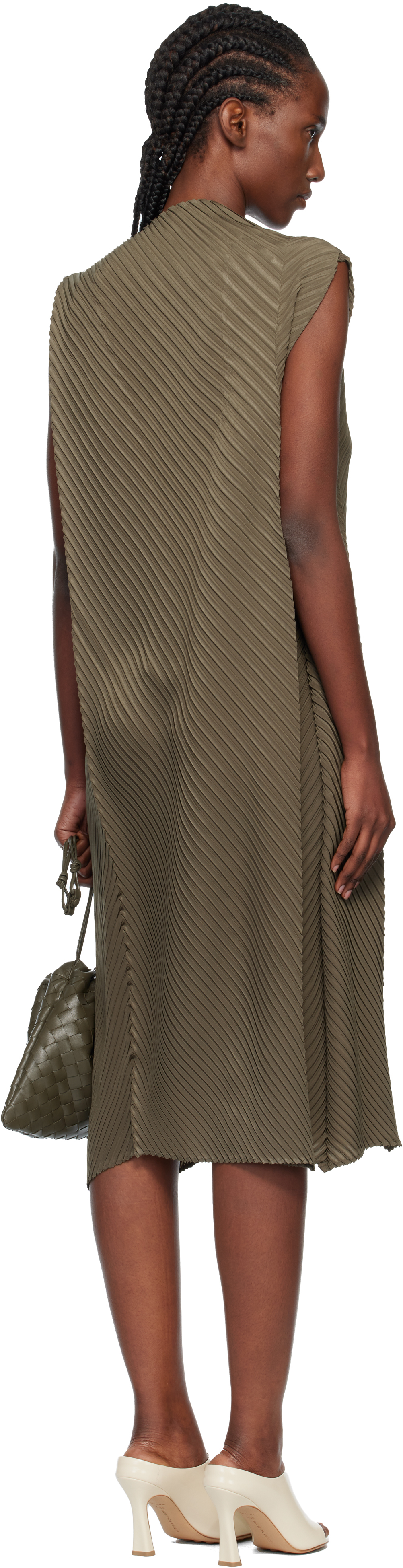 ISSEY MIYAKE Black Soft Fold Pleats Midi Dress | Smart Closet