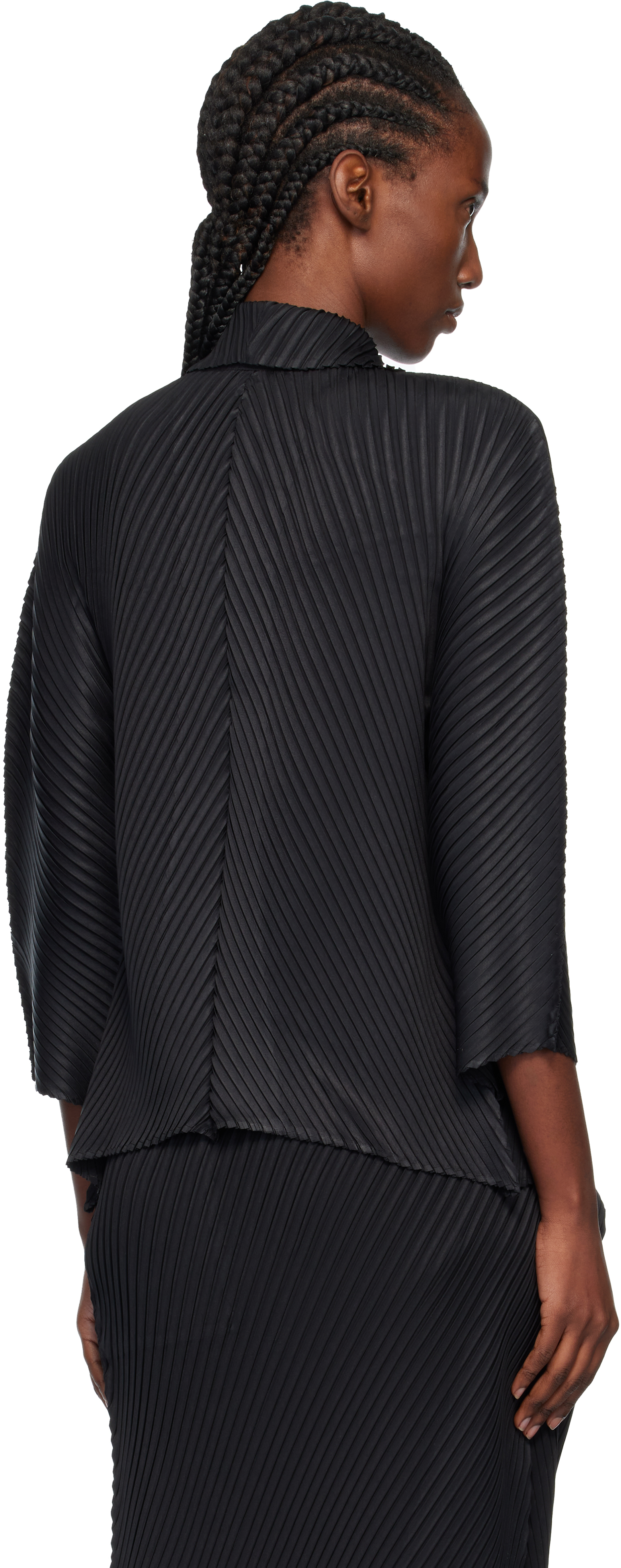 Issey Miyake Black Soft Fold Pleats Blazer In Black
