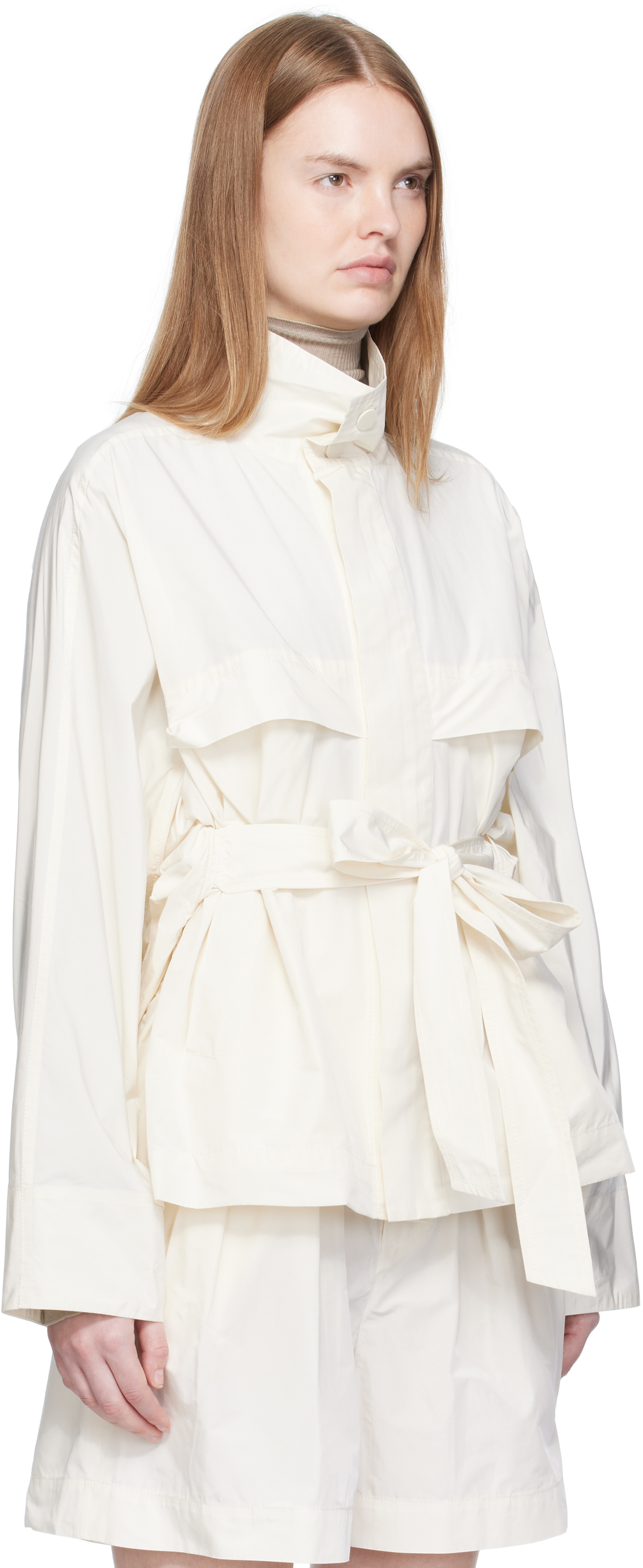 Issey Miyake Off-white Crumpled U Blouson Jacket In White