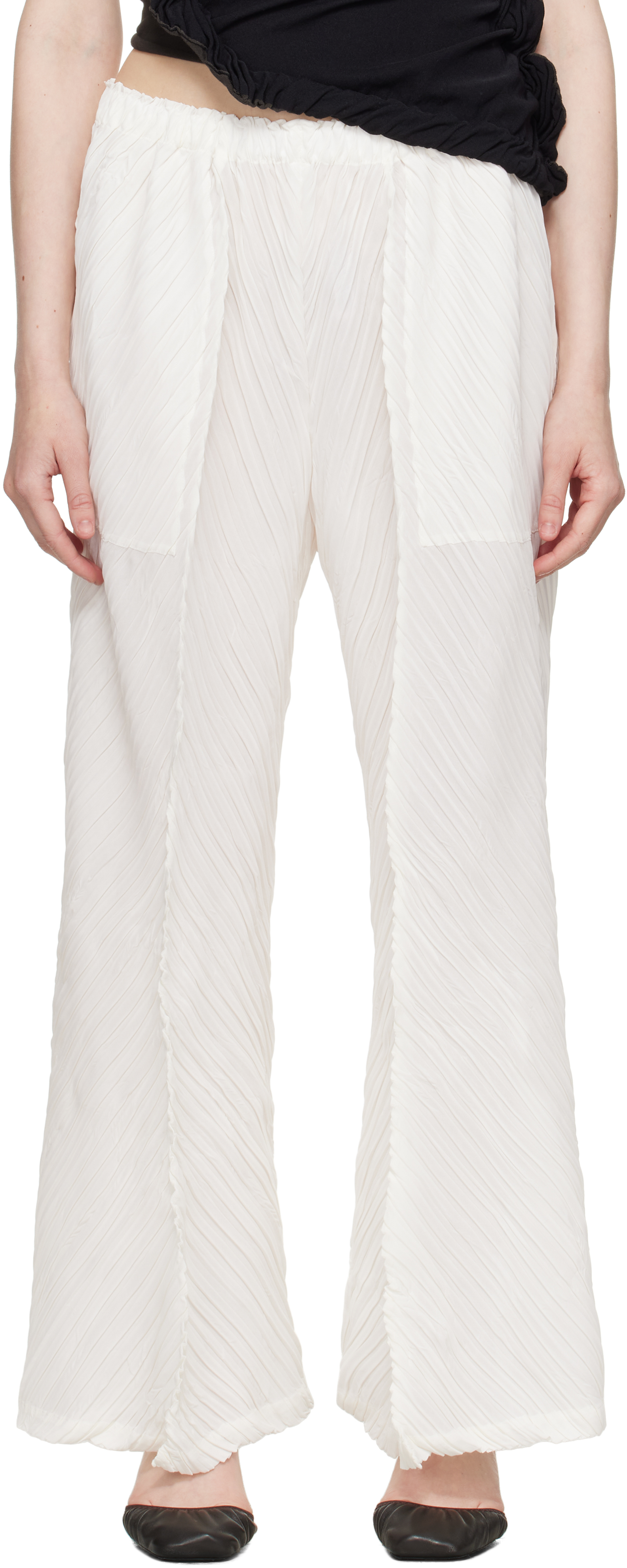 Black Wrinkled & Twisted Trousers
