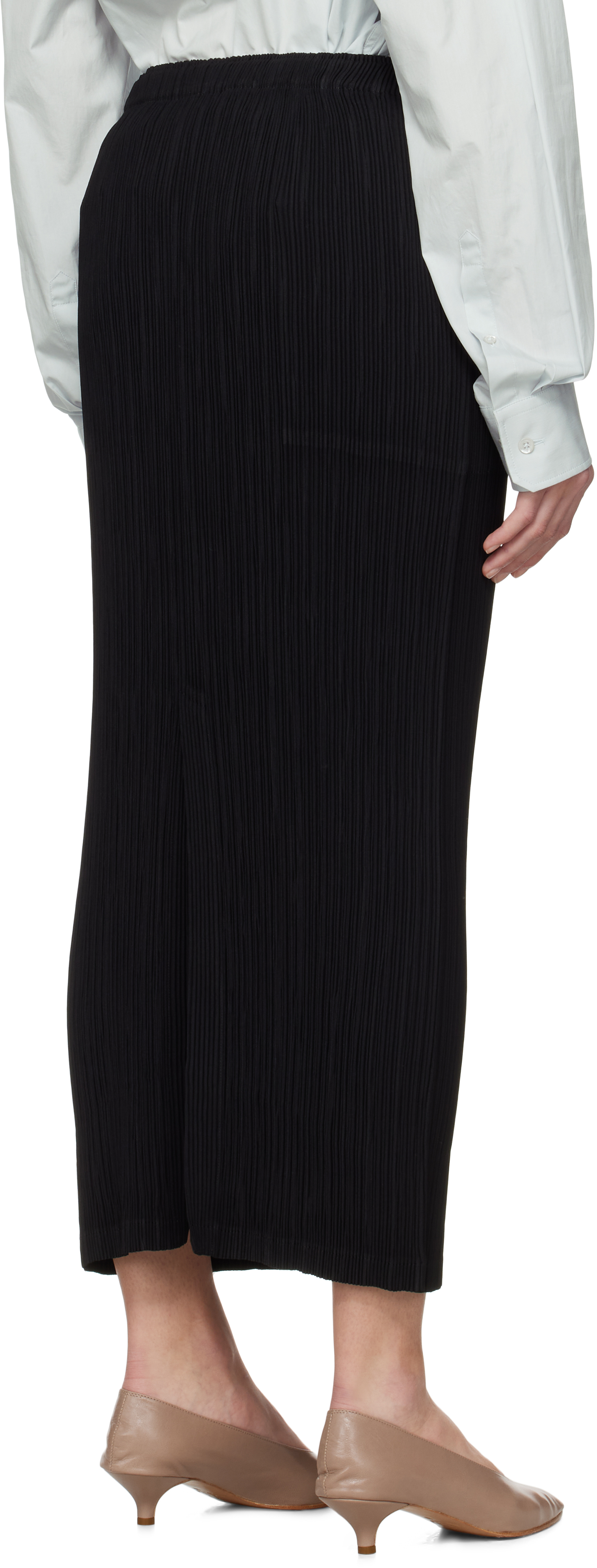 Issey Miyake Black Hatching Bottoms Maxi Skirt