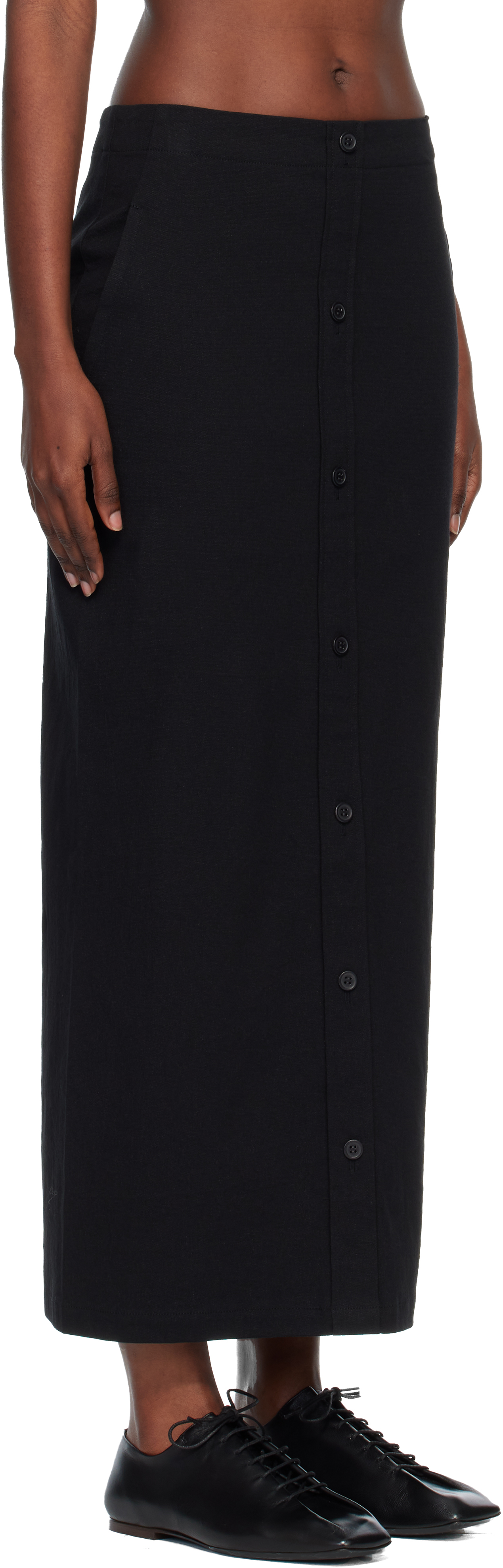 Issey Miyake Black 'like Torso Like Shirt' Maxi Skirt In Black